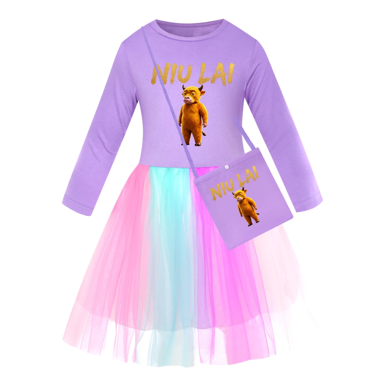 Rainbow Tulle Twirl Dress — 5813 Edition, Style 10 · Long Tulle · with Bag · Purple