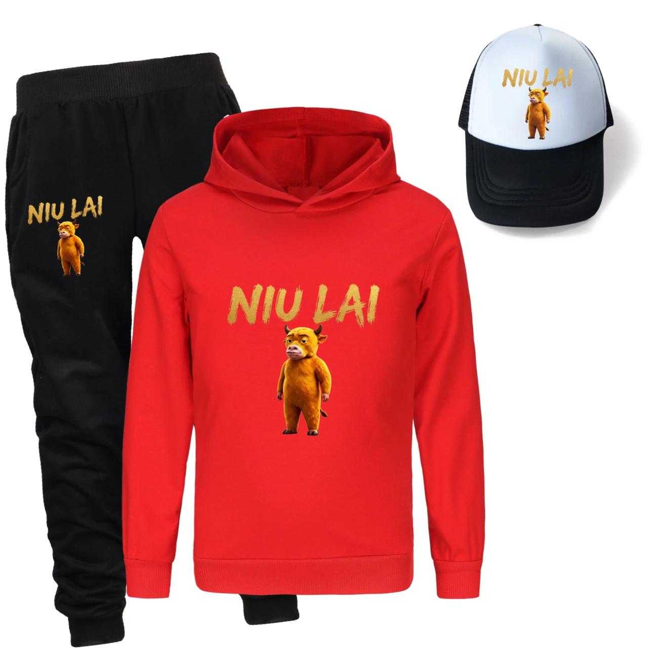 Three-Piece Hoodie, Jogger & Hat Set — 5813 Edition, Style 03 · Red