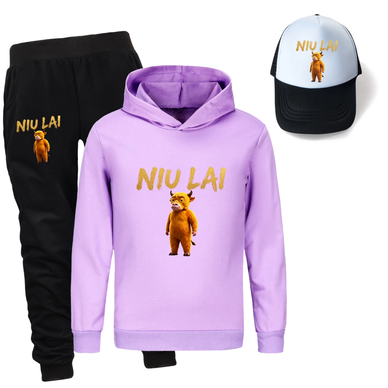 Three-Piece Hoodie, Jogger & Hat Set — 5813 Edition, Style 04 · Purple