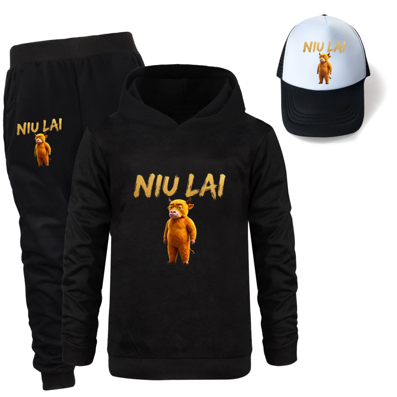 Three-Piece Hoodie, Jogger & Hat Set — 5813 Edition, Style 07 · Black
