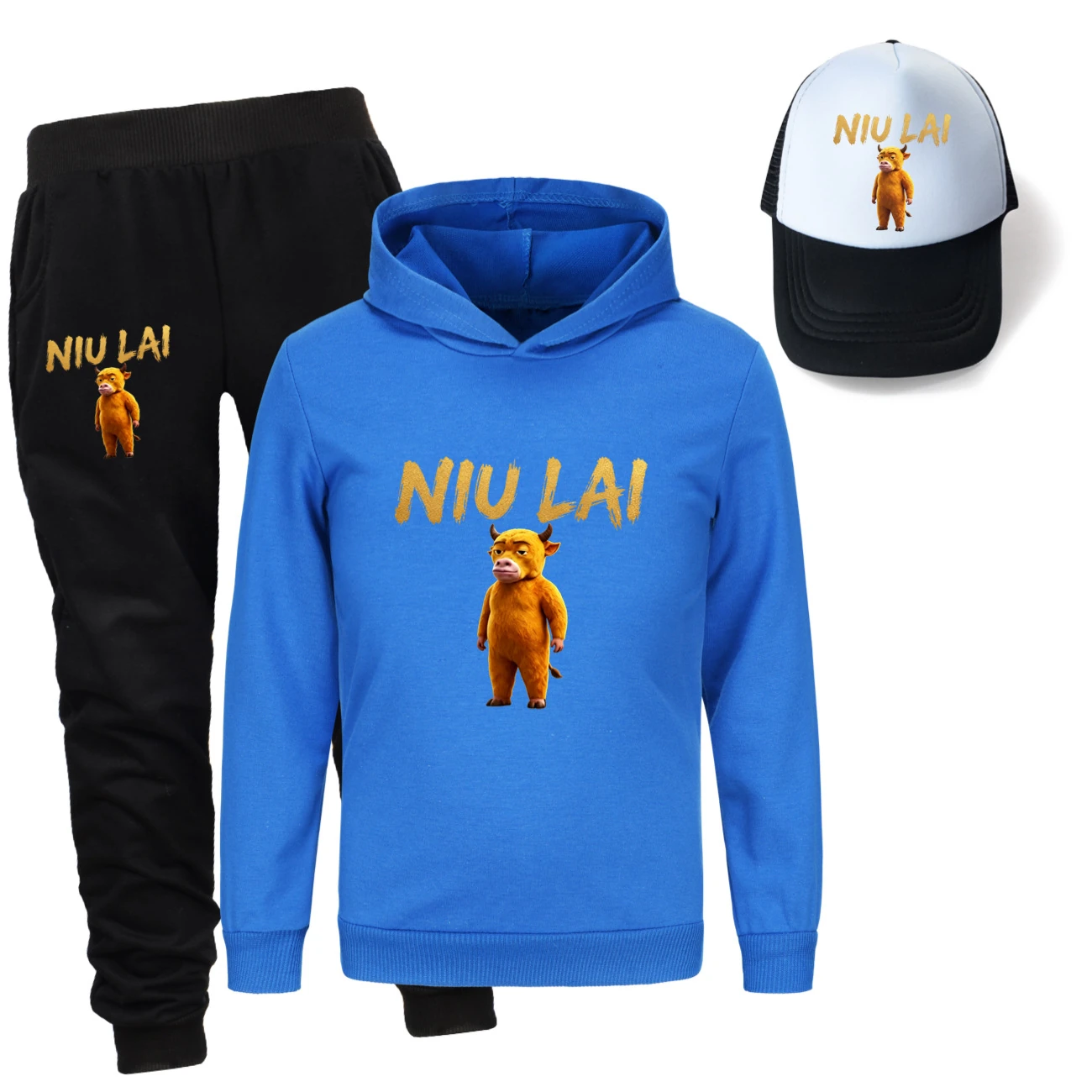 Three-Piece Hoodie, Jogger & Hat Set — 5813 Edition, Style 10 · Deep Blue