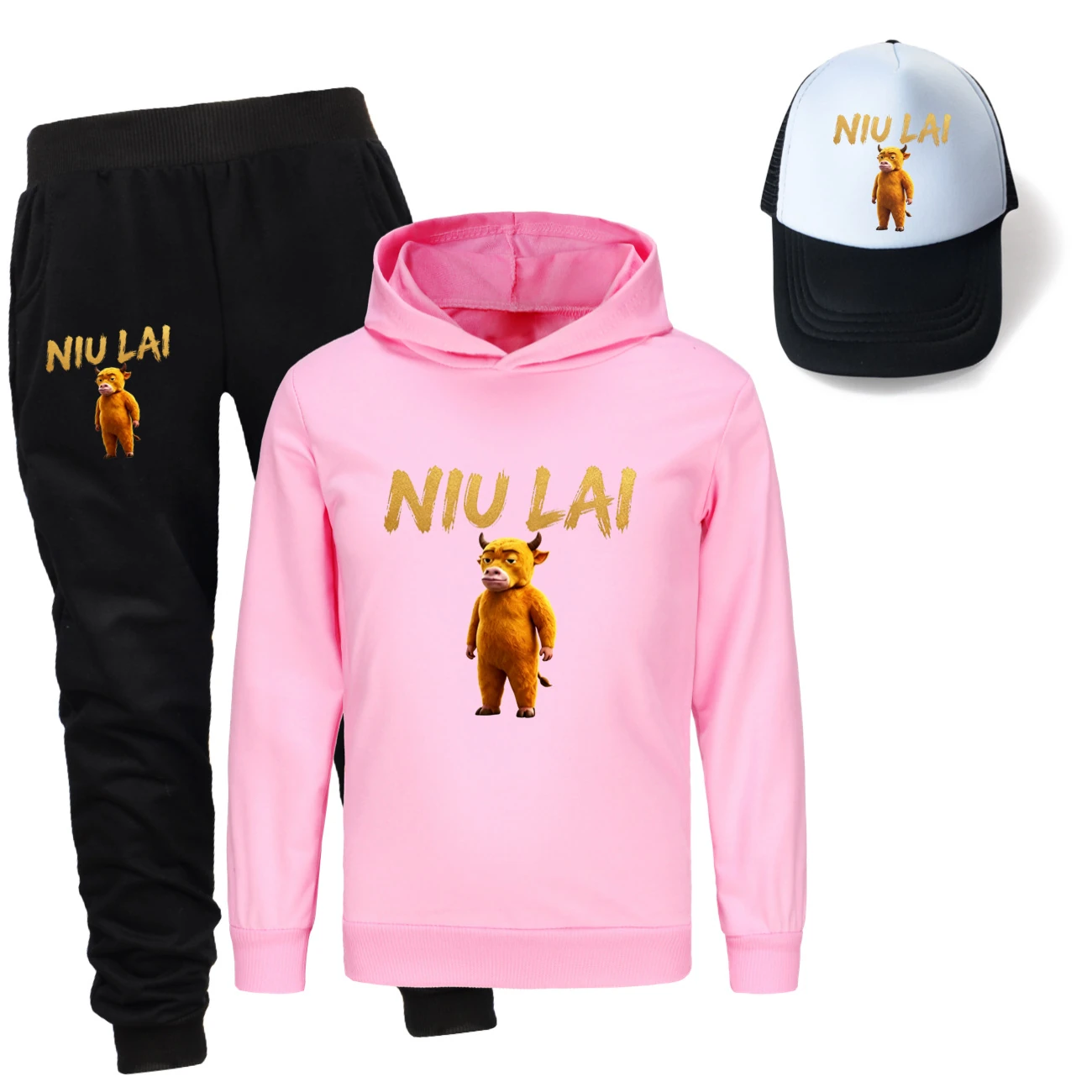 Three-Piece Hoodie, Jogger & Hat Set — 5813 Edition, Style 11 · Pink
