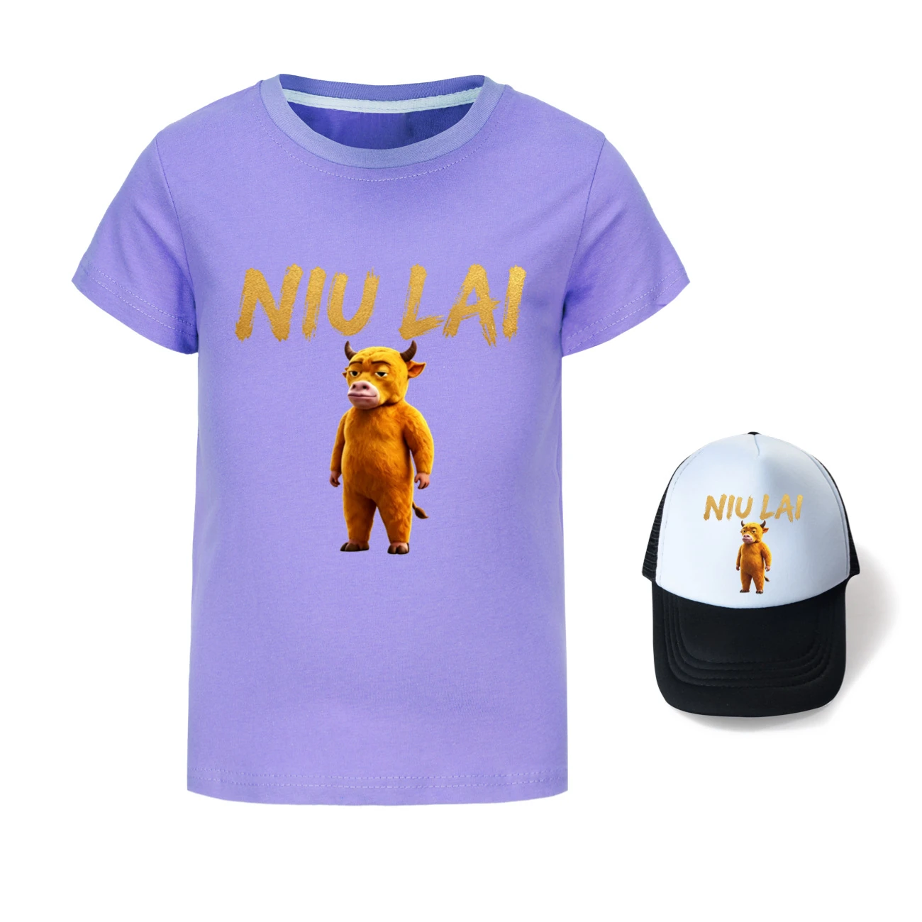 Graphic Tee & Sun Hat Set — 5813 Edition, Style 04 · Purple