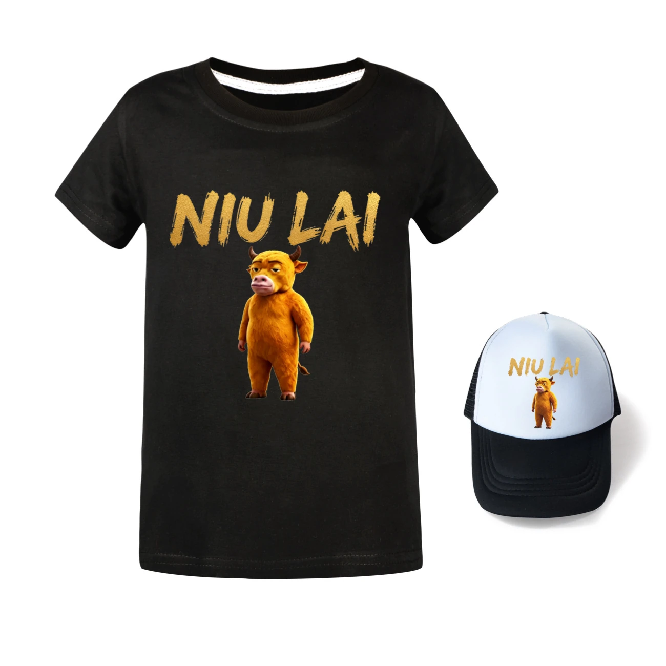 Graphic Tee & Sun Hat Set — 5813 Edition, Style 07 · Black