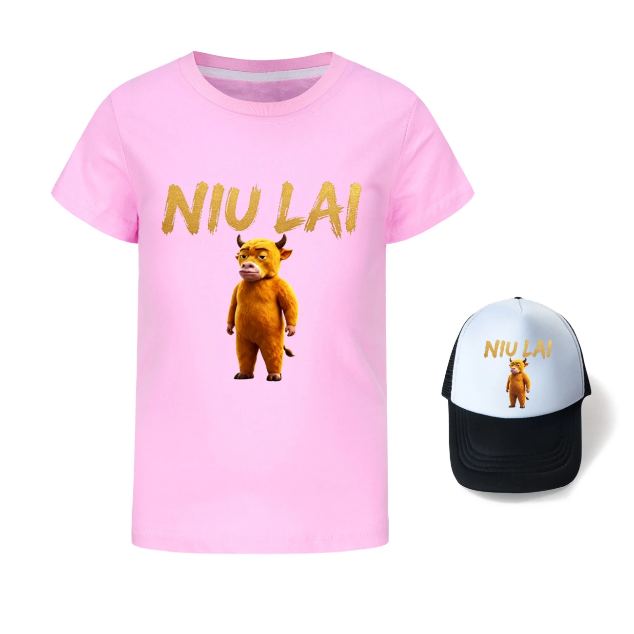 Graphic Tee & Sun Hat Set — 5813 Edition, Style 11 · Pink
