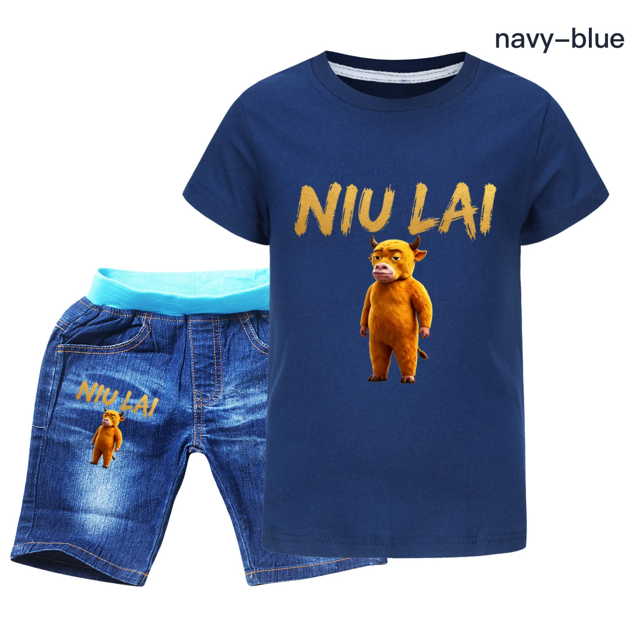 Graphic Tee & Denim Shorts Set — 5813 Edition product view