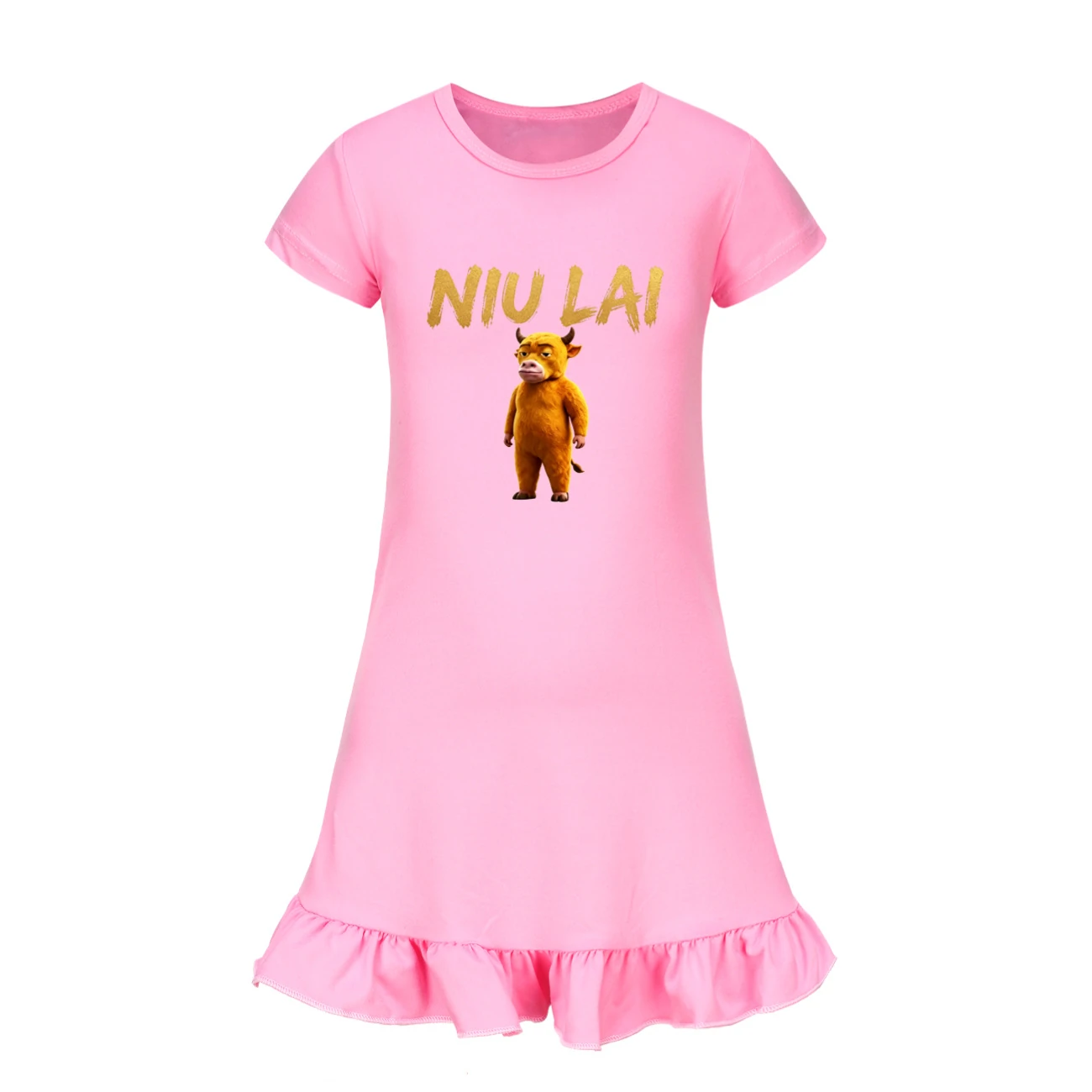 Ruffle-Hem Jersey Sleep Dress — 5813 Edition, Style 05 · Pink