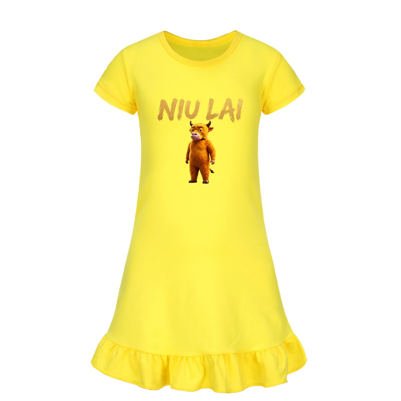 Ruffle-Hem Jersey Sleep Dress — 5813 Edition, Style 06 · Yellow