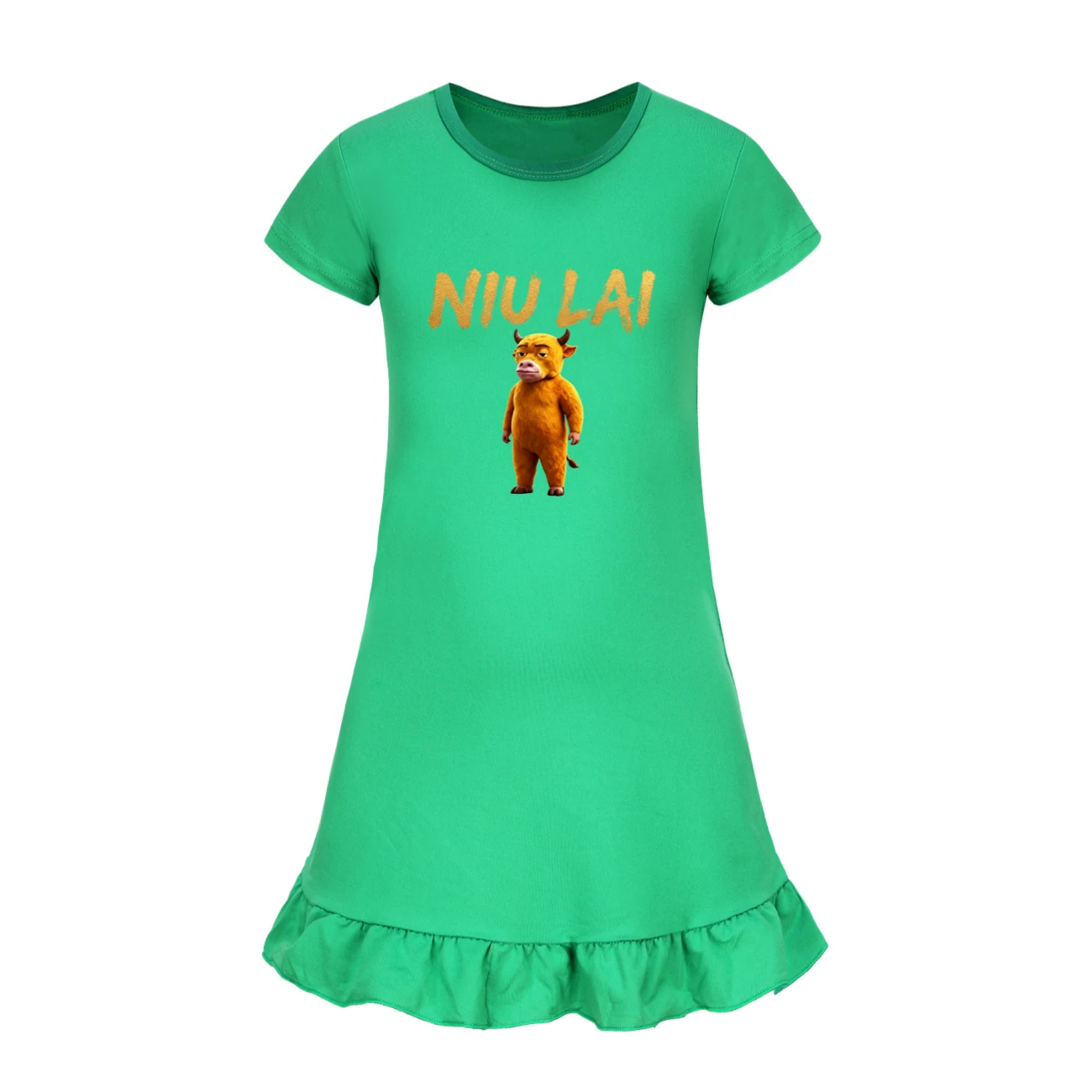 Ruffle-Hem Jersey Sleep Dress — 5813 Edition, Style 09 · Green