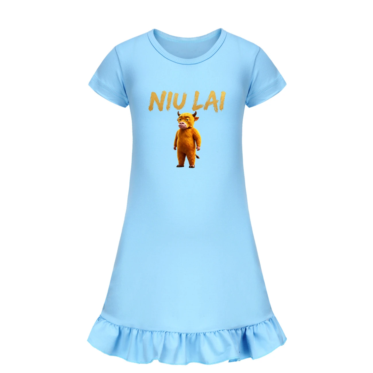 Ruffle-Hem Jersey Sleep Dress — 5813 Edition, Style 10 · Light Blue