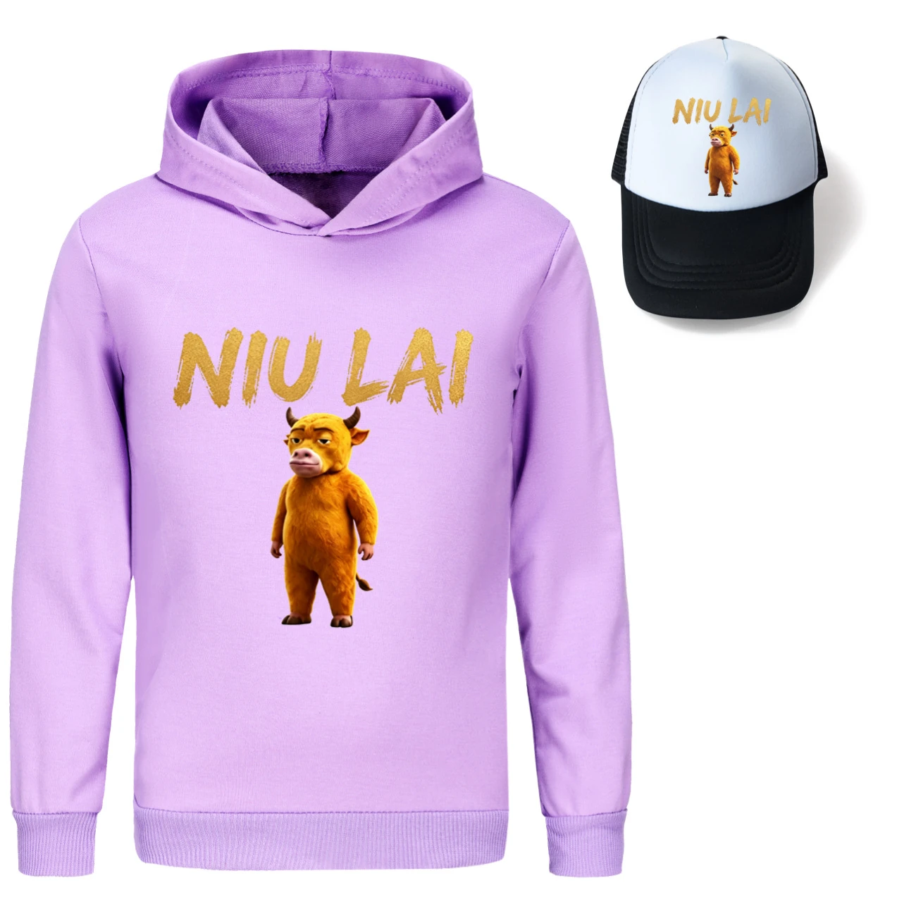 Graphic Hoodie & Sun Hat Set — 5813 Edition, Style 04 · Purple