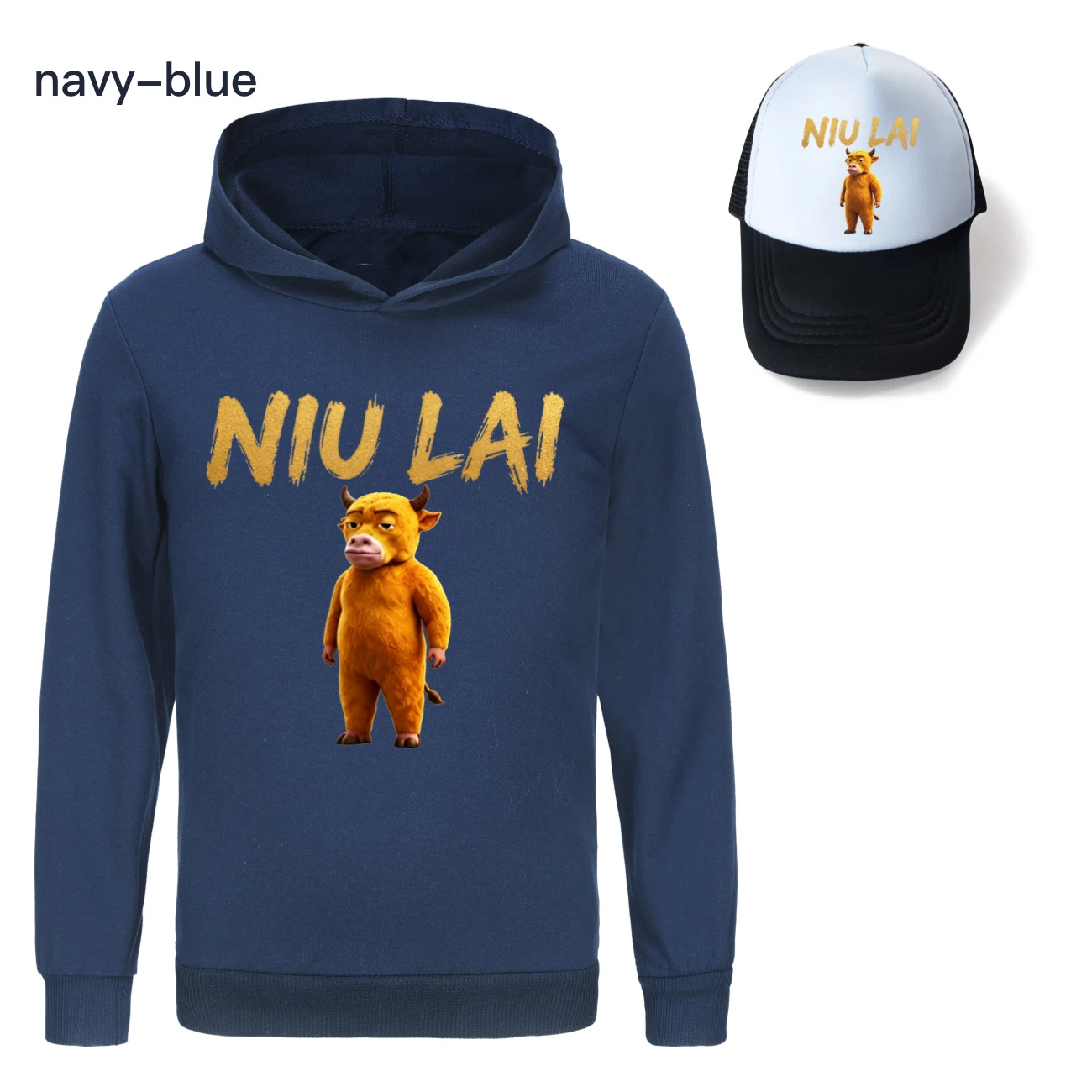Graphic Hoodie & Sun Hat Set — 5813 Edition, Style 09 · Navy
