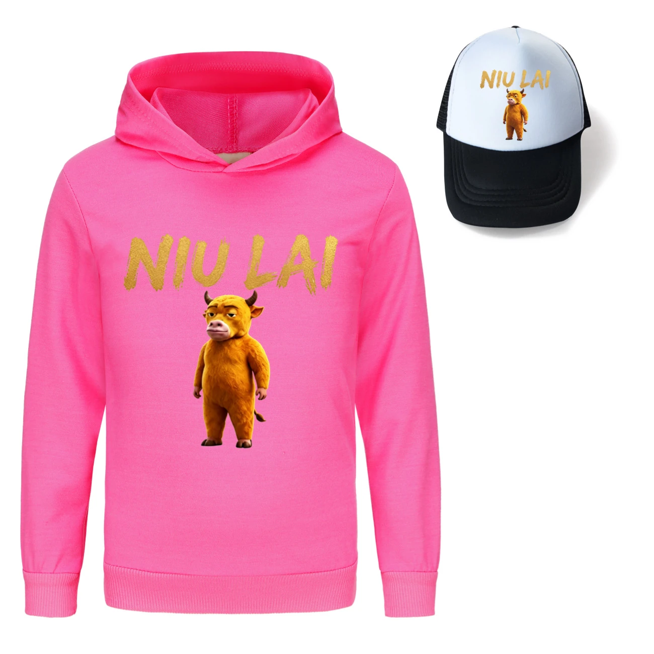 Graphic Hoodie & Sun Hat Set — 5813 Edition, Style 12 · Rose