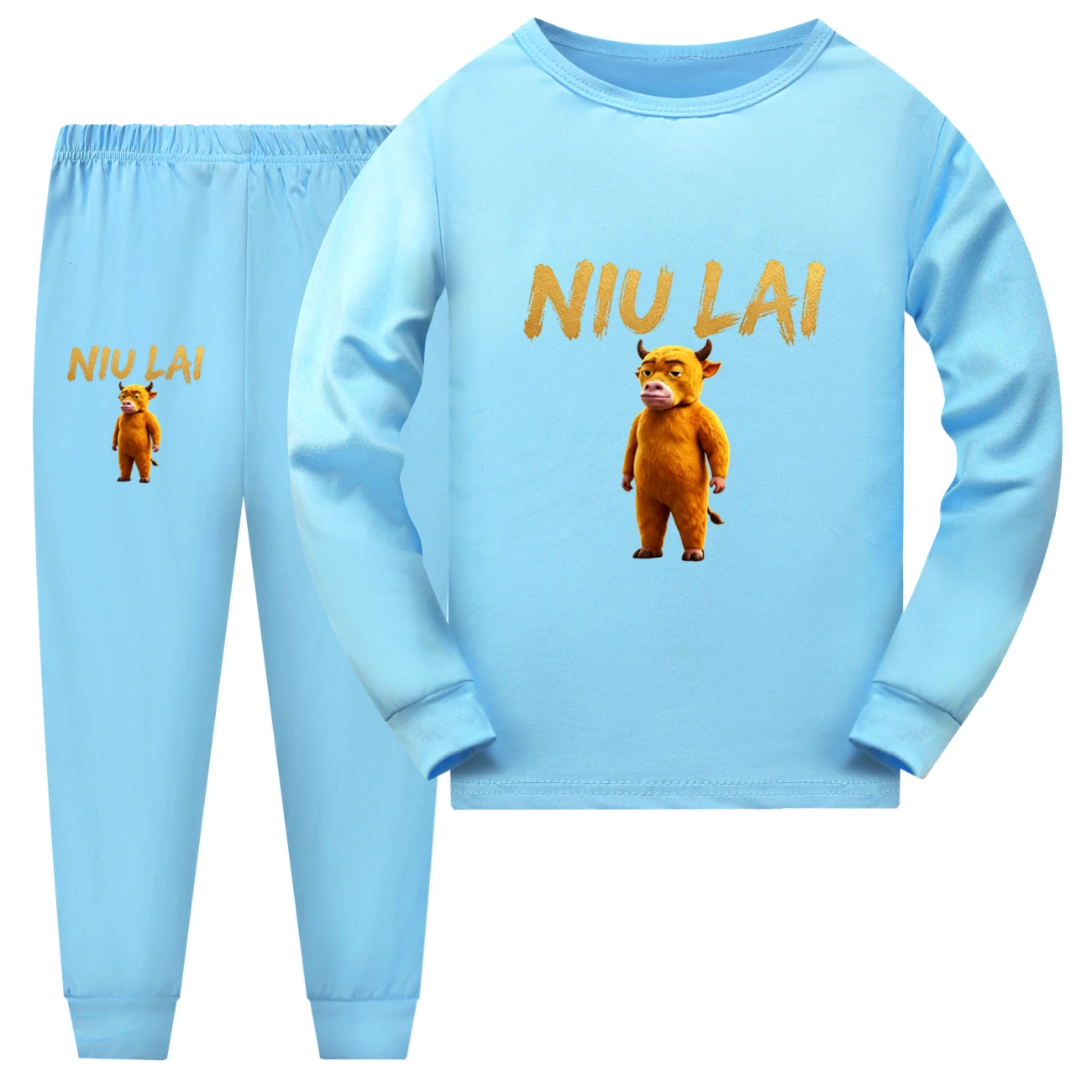 Family Lounge Set — 5813 Edition, Style 10 · Long Sleeve · Light Blue