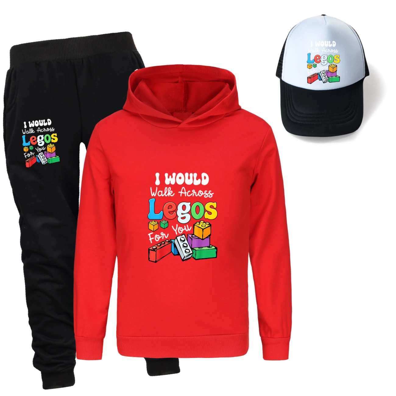 Three-Piece Hoodie, Jogger & Hat Set — 5817 Edition, Style 03 · Red