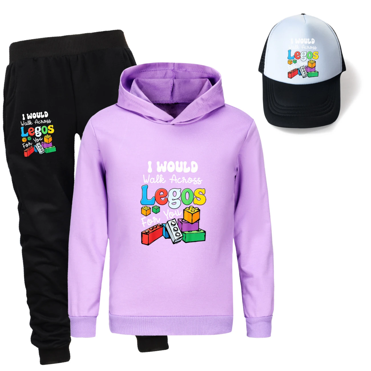Three-Piece Hoodie, Jogger & Hat Set — 5817 Edition, Style 04 · Purple