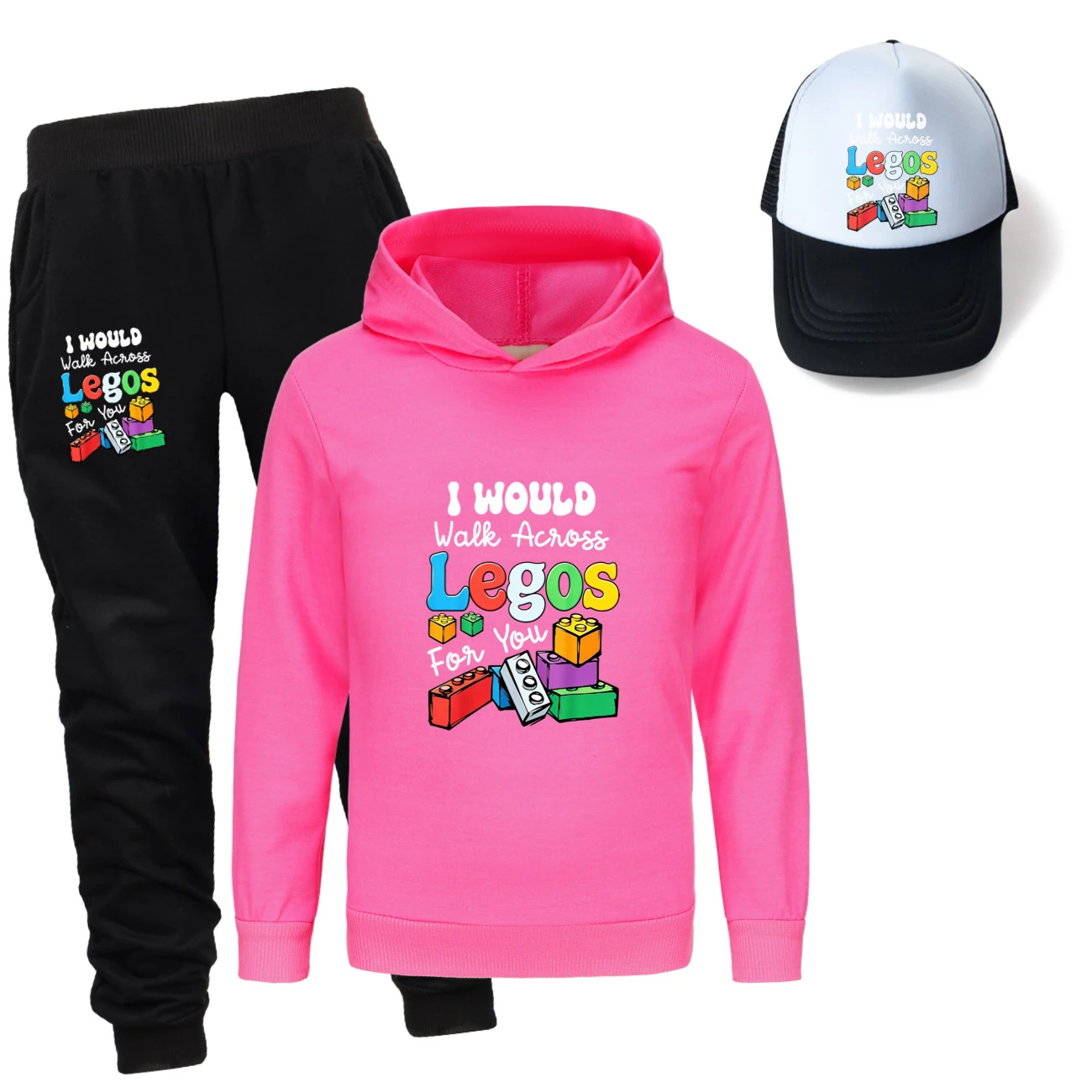 Three-Piece Hoodie, Jogger & Hat Set — 5817 Edition, Style 12 · Rose