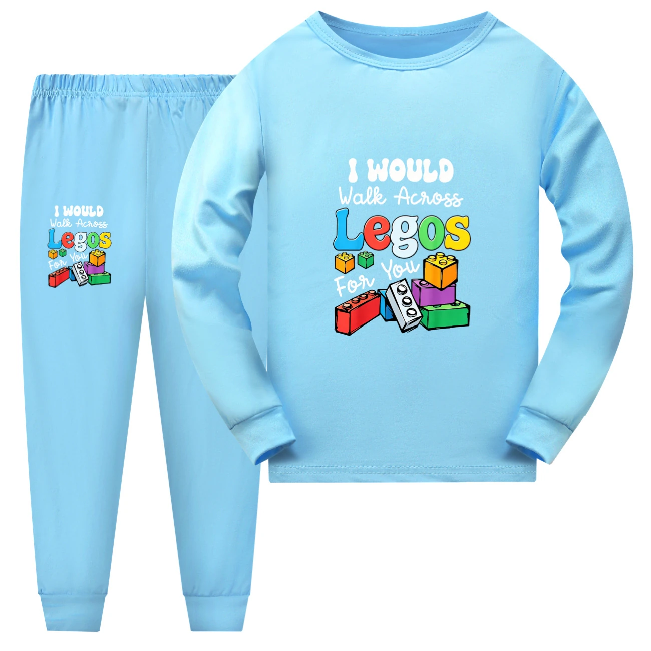 Family Lounge Set — 5817 Edition, Style 10 · Long Sleeve · Light Blue