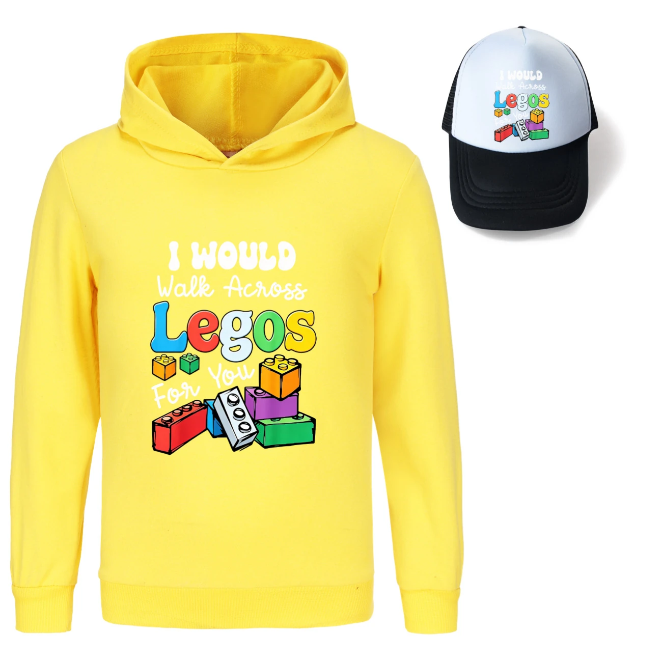 Graphic Hoodie & Sun Hat Set — 5817 Edition, Style 02 · Yellow