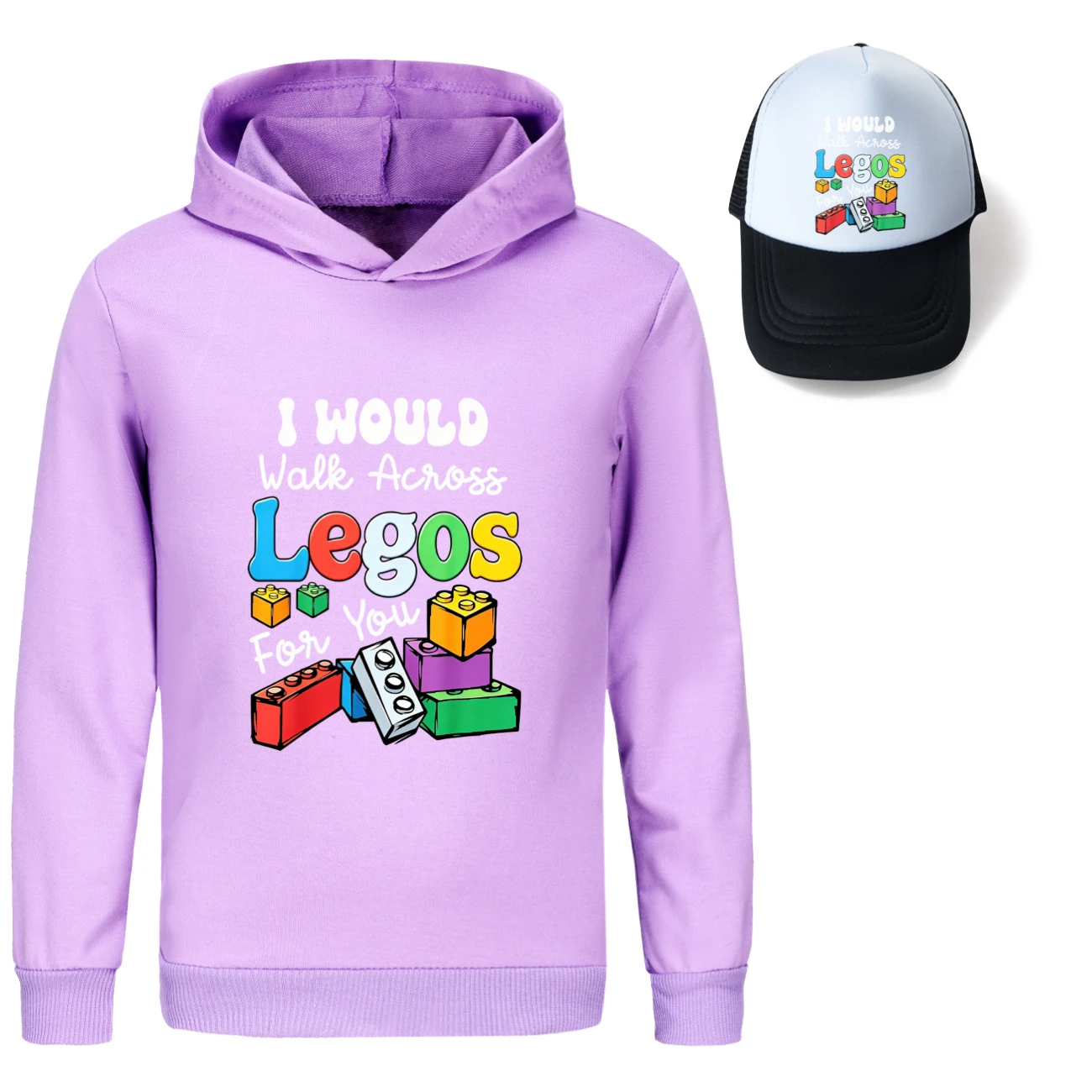 Graphic Hoodie & Sun Hat Set — 5817 Edition, Style 04 · Purple