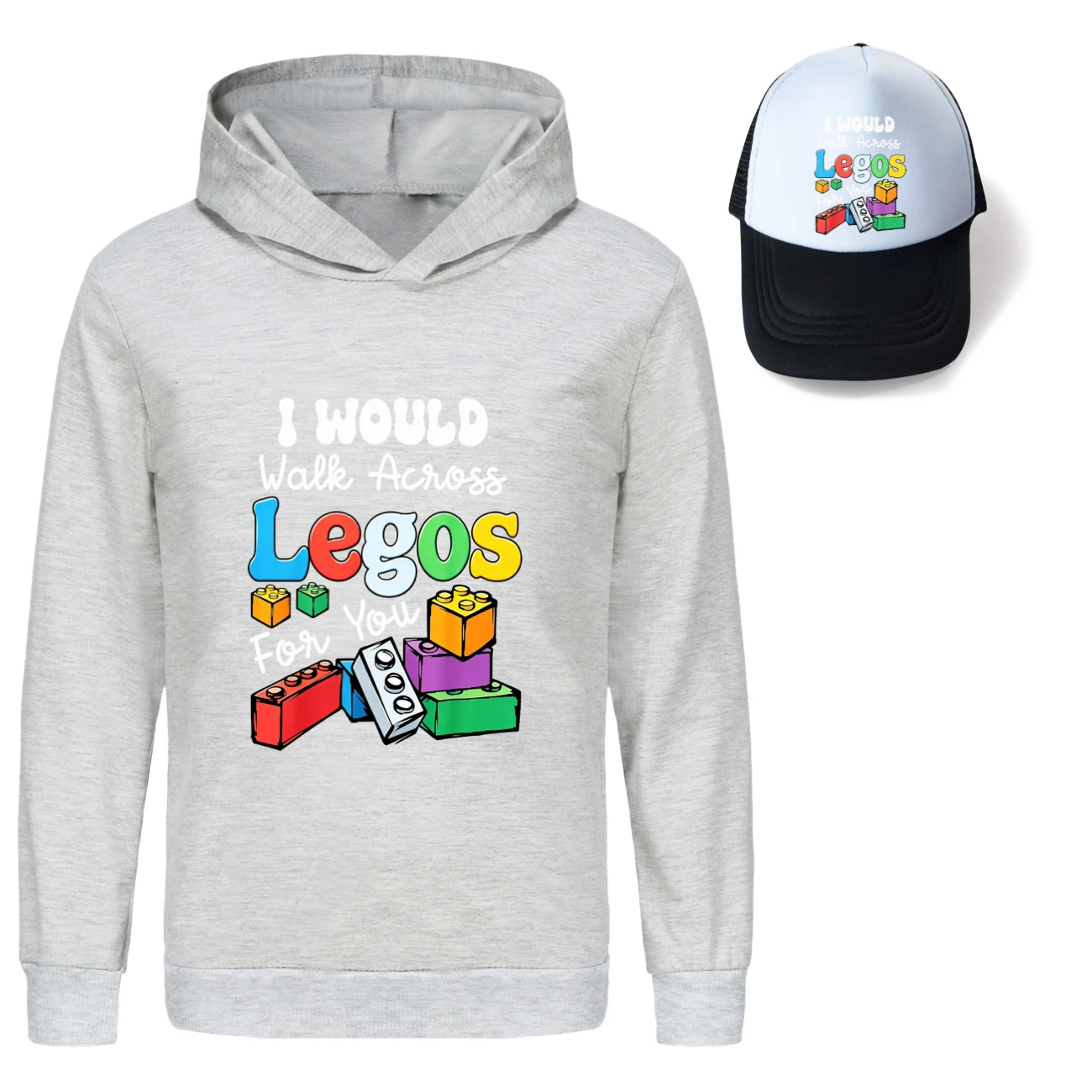 Graphic Hoodie & Sun Hat Set — 5817 Edition, Style 05 · Grey