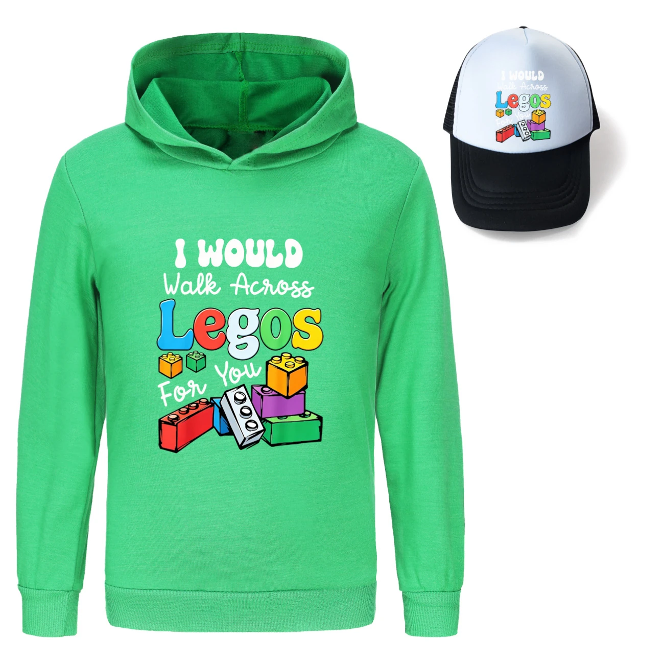 Graphic Hoodie & Sun Hat Set — 5817 Edition, Style 06 · Green