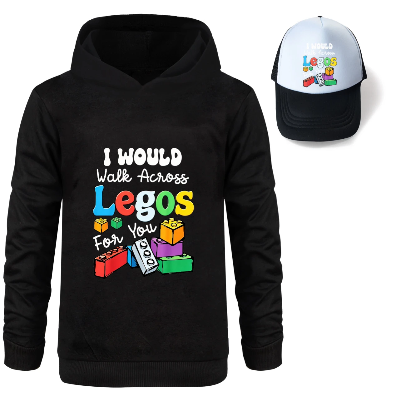 Graphic Hoodie & Sun Hat Set — 5817 Edition, Style 07 · Black