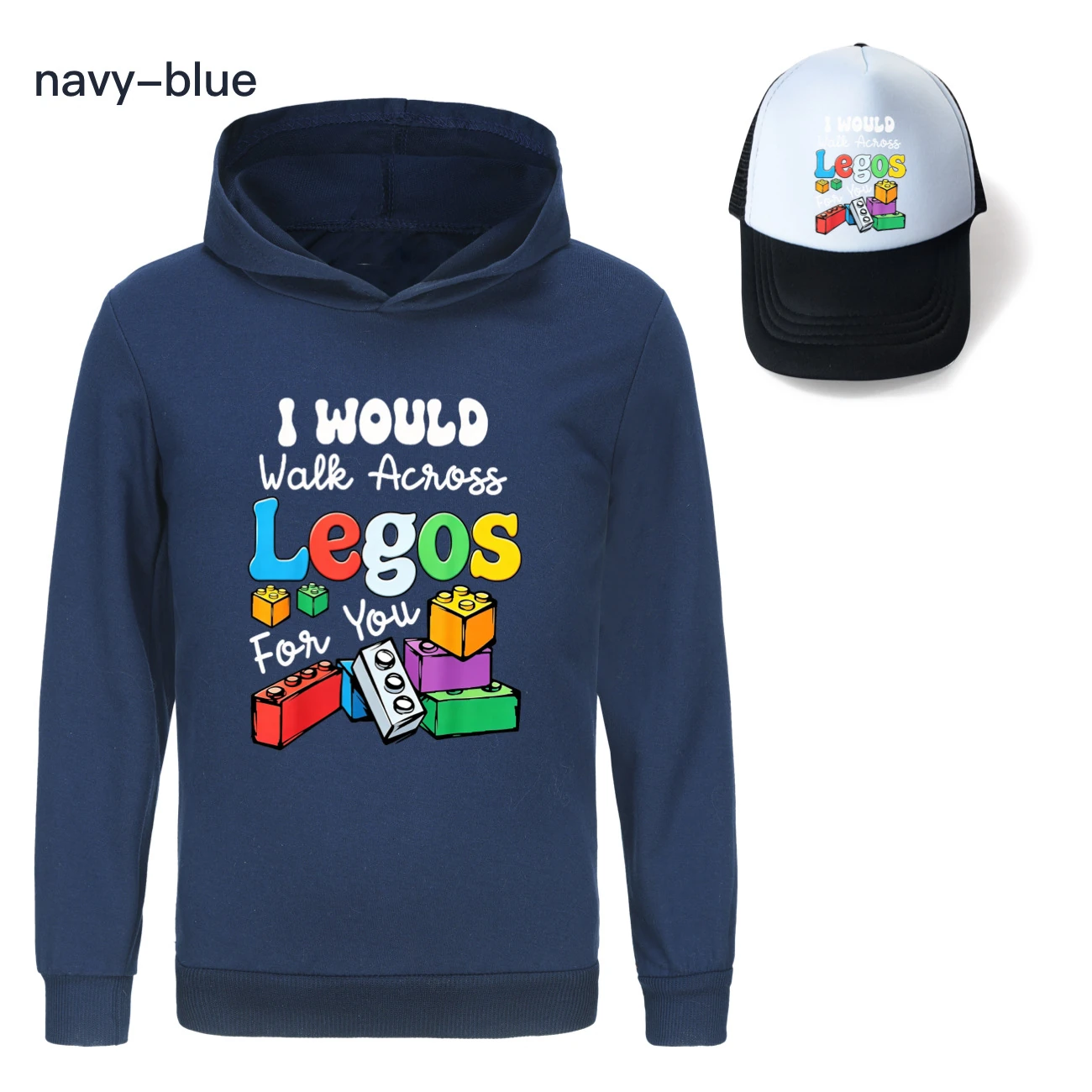 Graphic Hoodie & Sun Hat Set — 5817 Edition, Style 09 · Navy