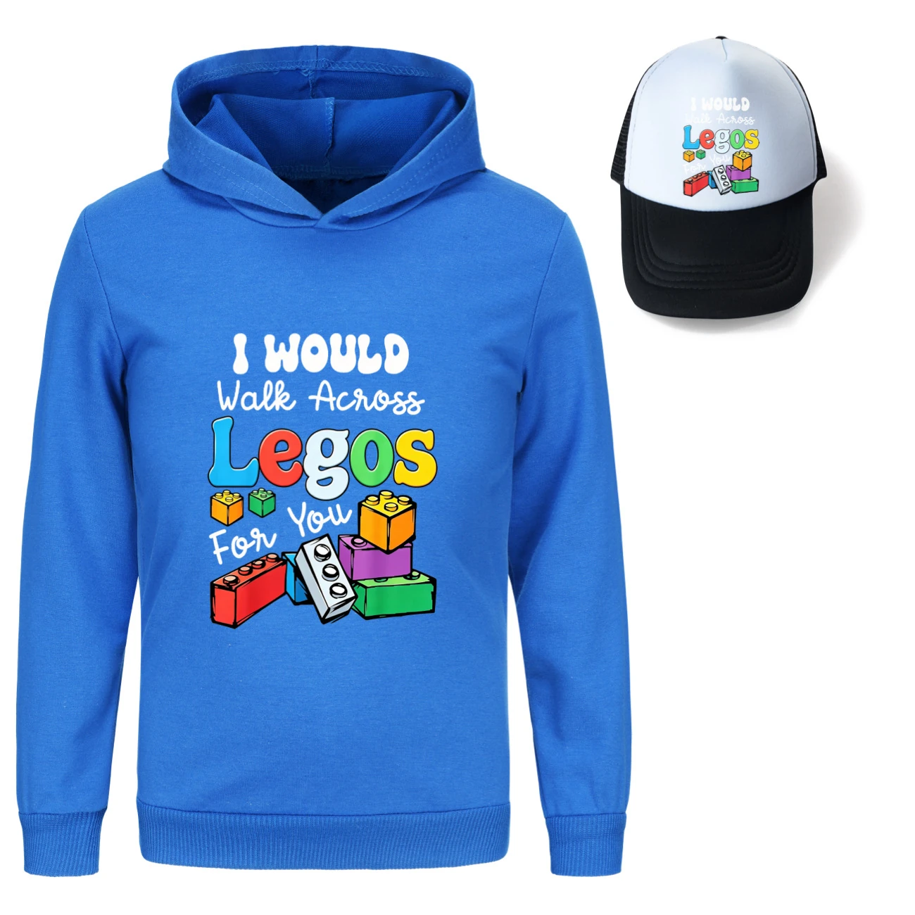 Graphic Hoodie & Sun Hat Set — 5817 Edition, Style 10 · Deep Blue