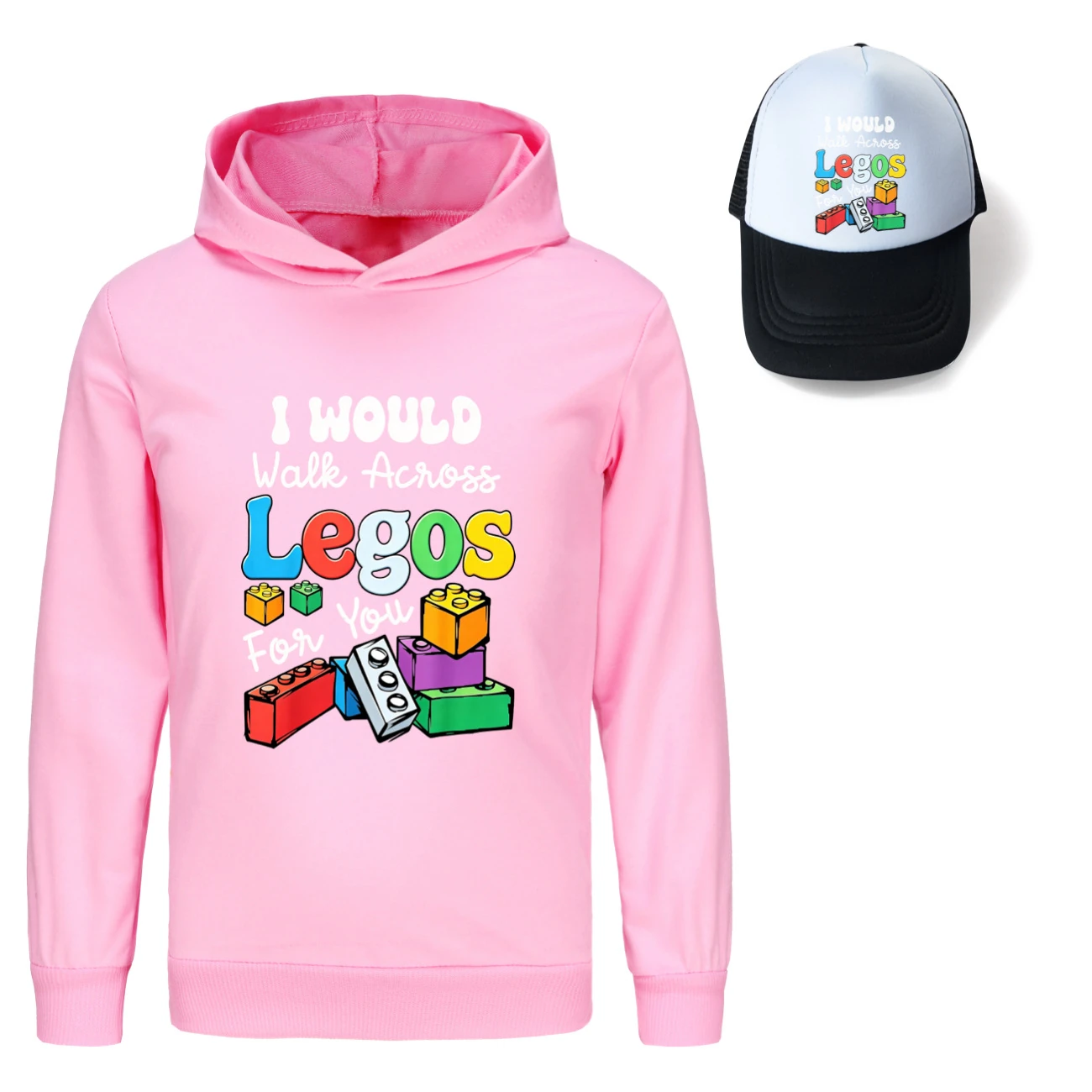 Graphic Hoodie & Sun Hat Set — 5817 Edition, Style 11 · Pink