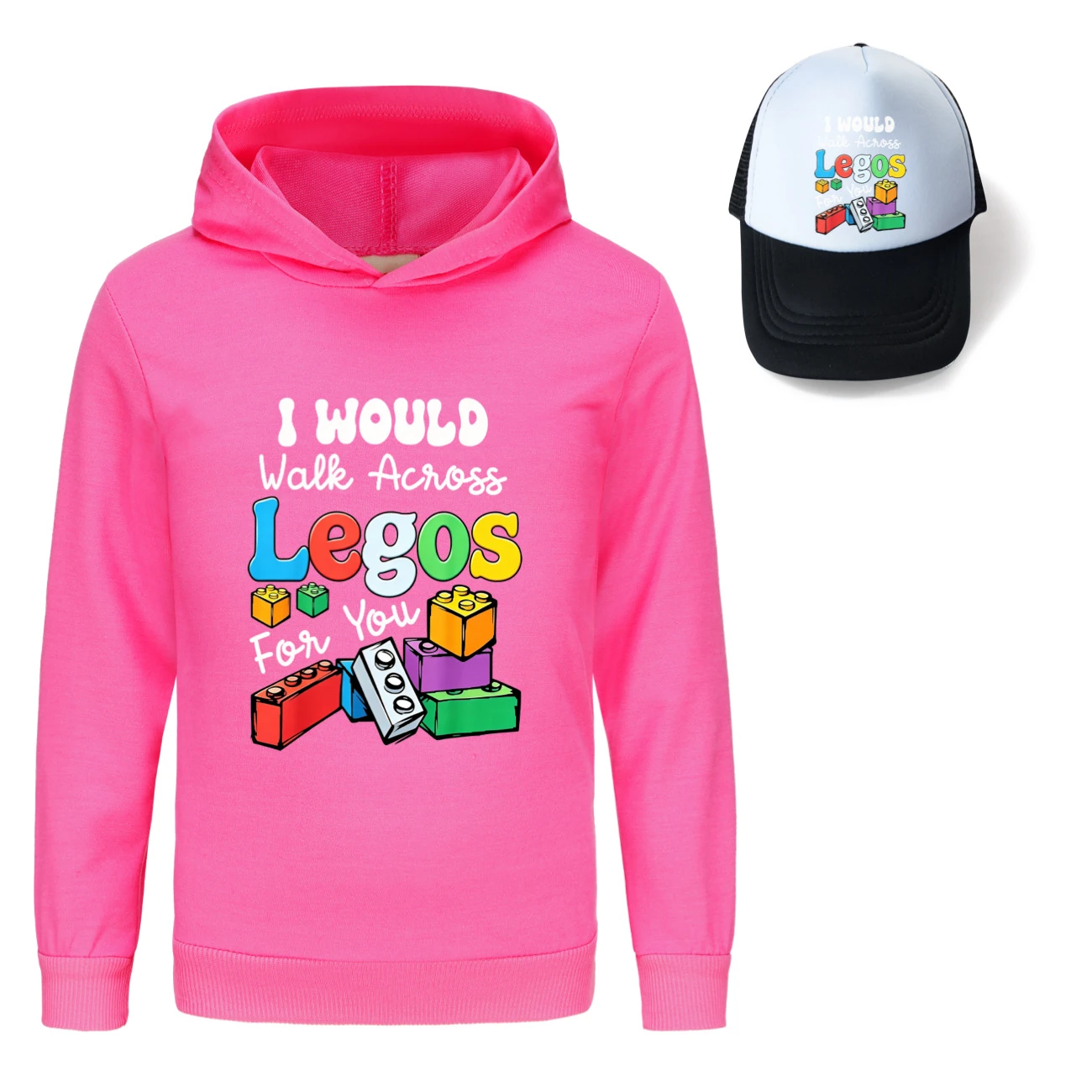 Graphic Hoodie & Sun Hat Set — 5817 Edition, Style 12 · Rose