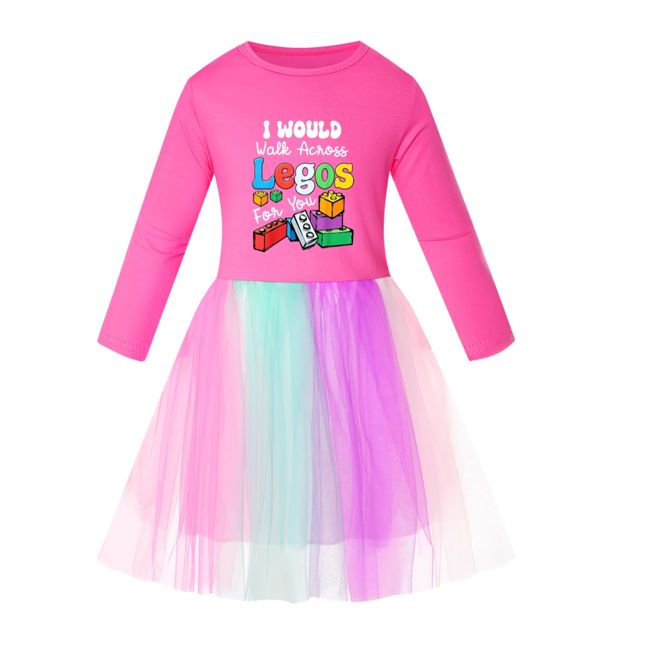 Rainbow Tulle Twirl Dress — 5817 Edition, Style 02 · Long Tulle · Rose