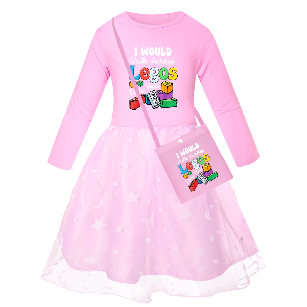 Rainbow Tulle Twirl Dress — 5817 Edition, Style 07 · Star Tulle · with Bag · Pink