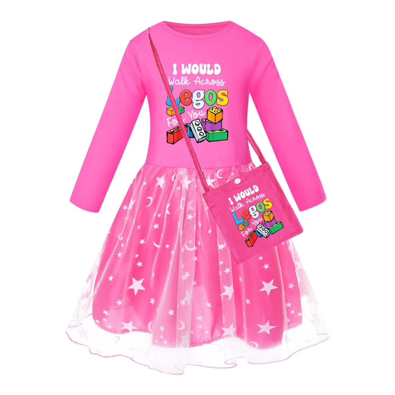 Rainbow Tulle Twirl Dress — 5817 Edition, Style 08 · Star Tulle · with Bag · Rose