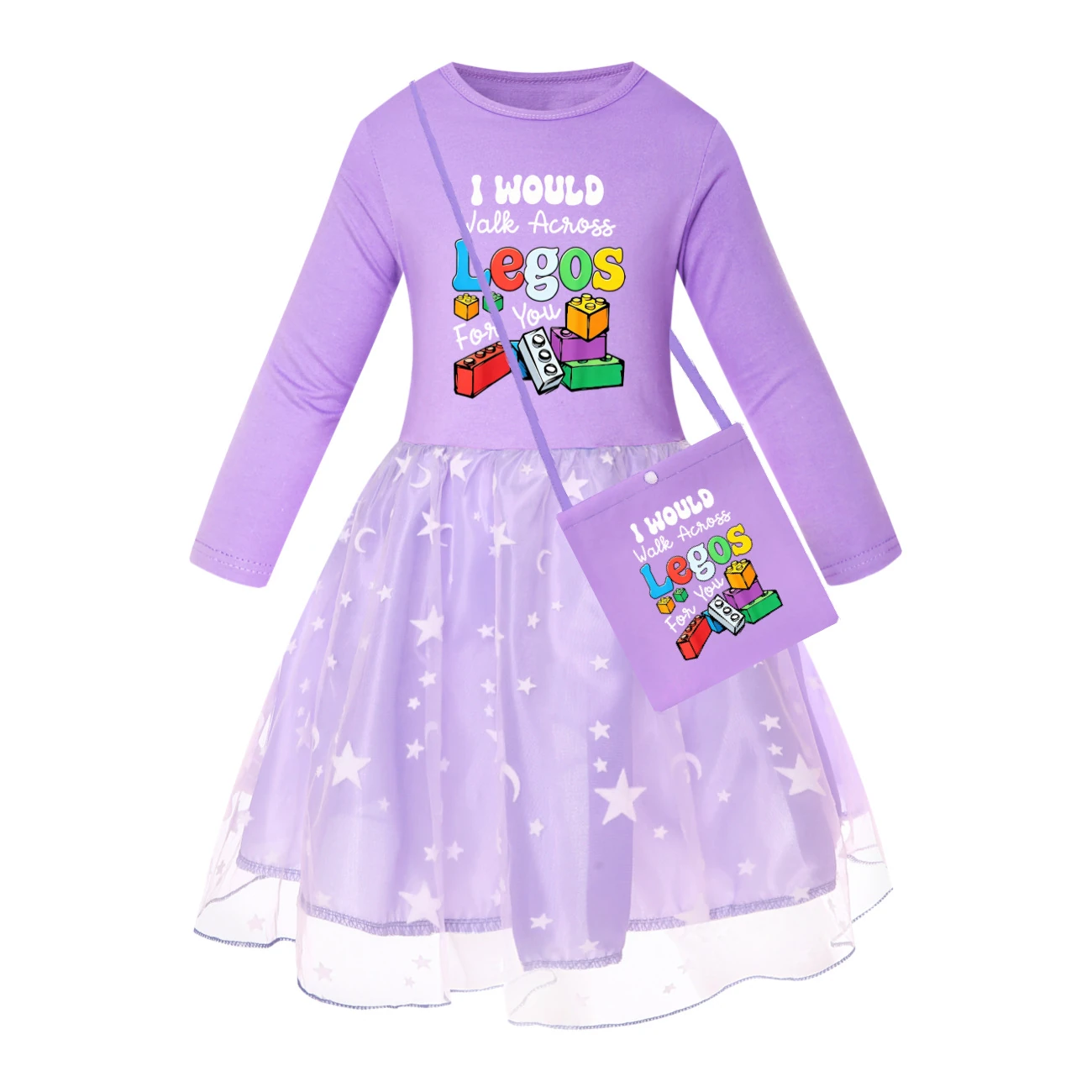 Rainbow Tulle Twirl Dress — 5817 Edition, Style 09 · Star Tulle · with Bag · Purple
