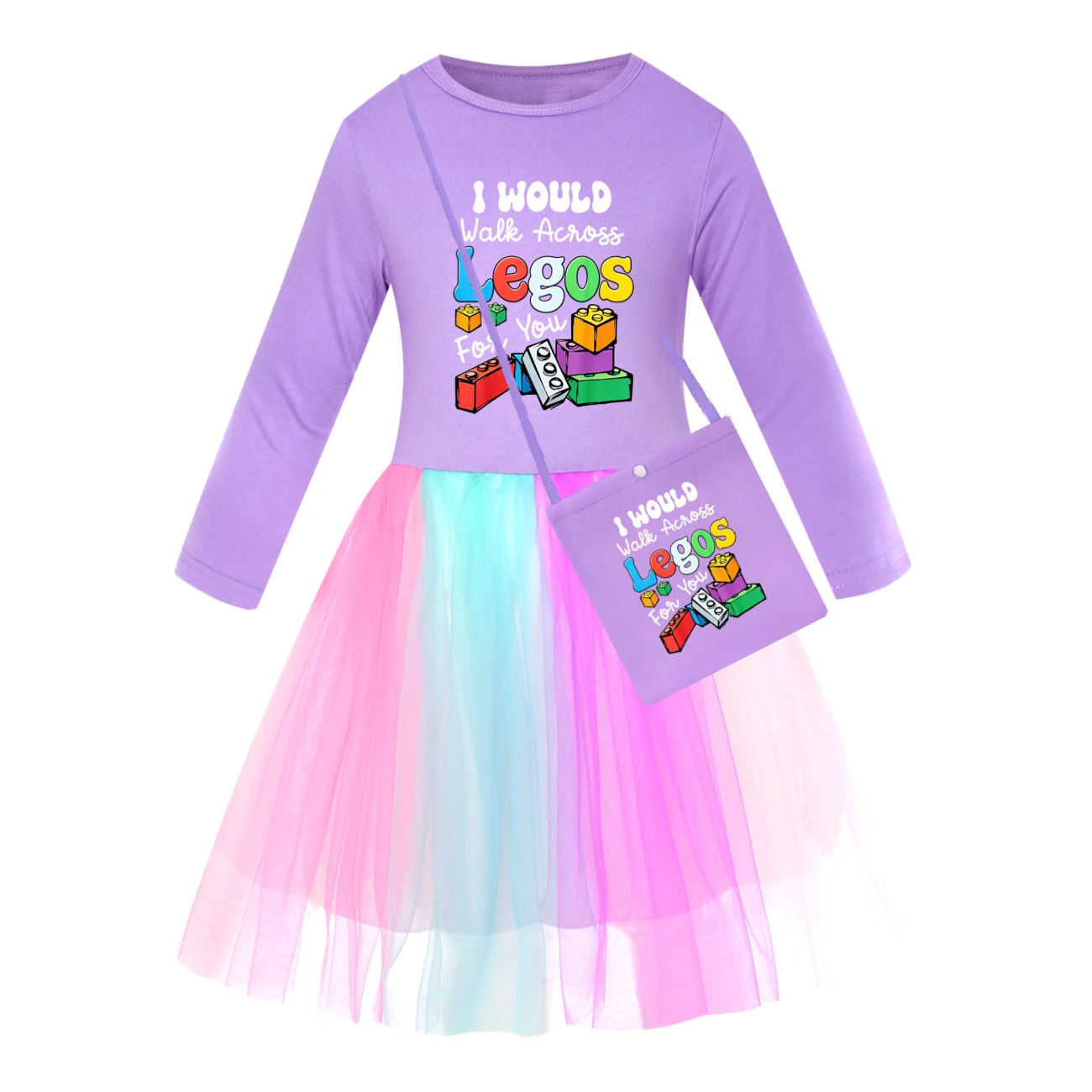 Rainbow Tulle Twirl Dress — 5817 Edition, Style 10 · Long Tulle · with Bag · Purple