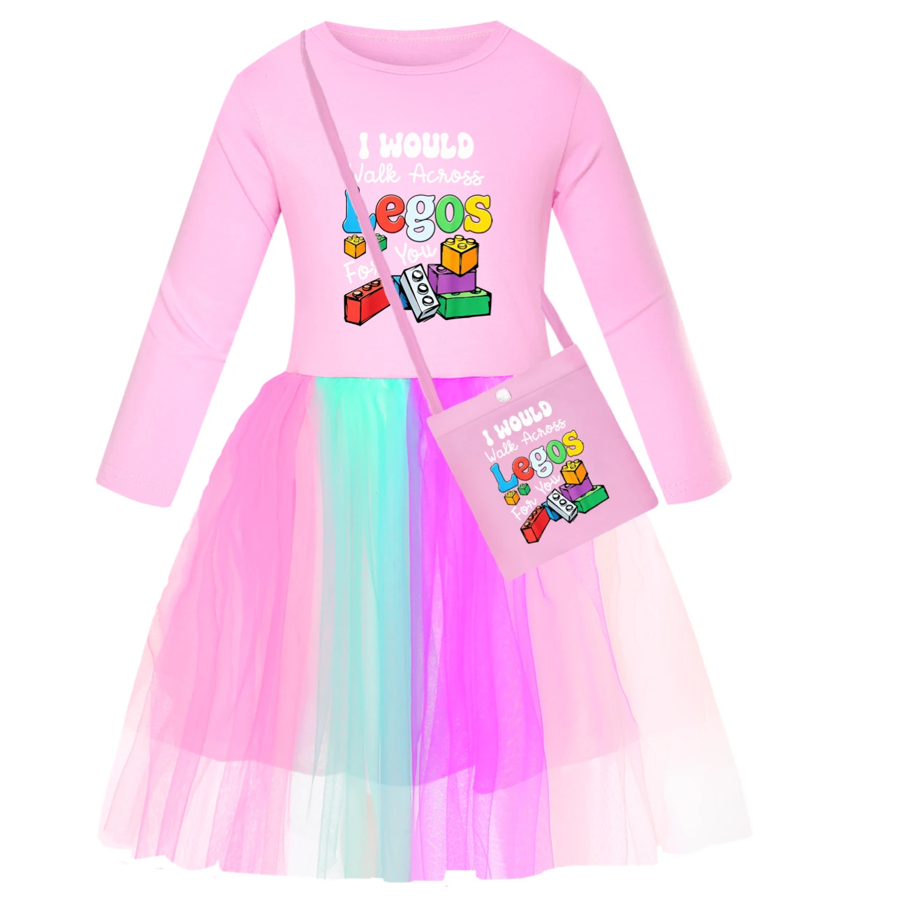 Rainbow Tulle Twirl Dress — 5817 Edition, Style 12 · Long Tulle · with Bag · Pink