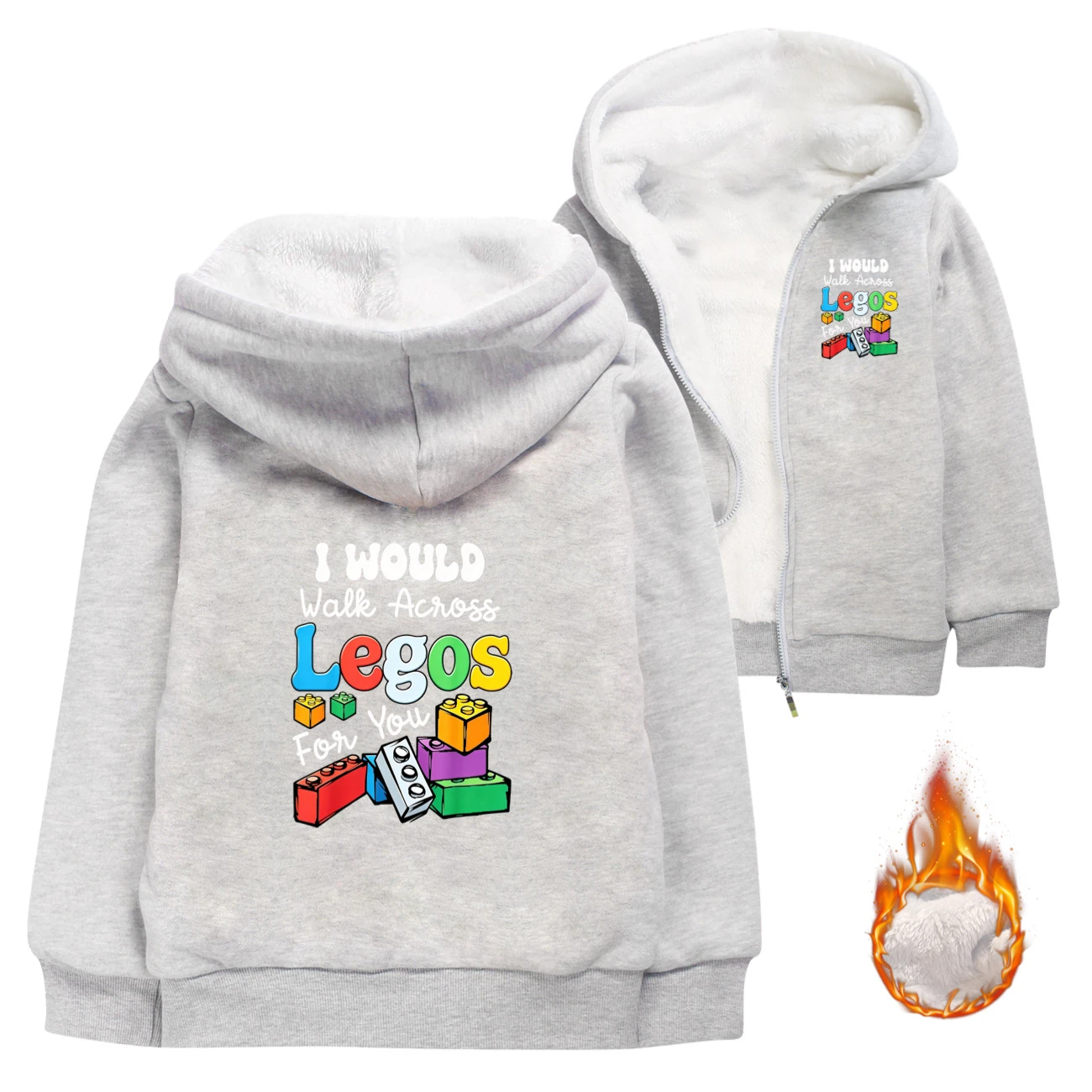 Warm-Lined Graphic Hoodie — 5817 Edition, Style 03 · Padded · Grey