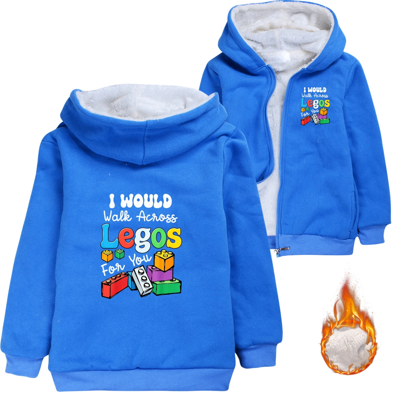 Warm-Lined Graphic Hoodie — 5817 Edition, Style 04 · Padded · Blue