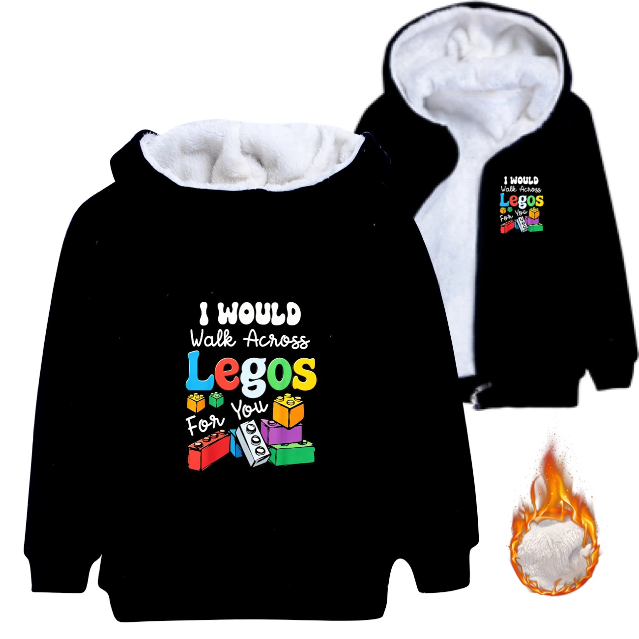 Warm-Lined Graphic Hoodie — 5817 Edition, Style 05 · Padded · Black