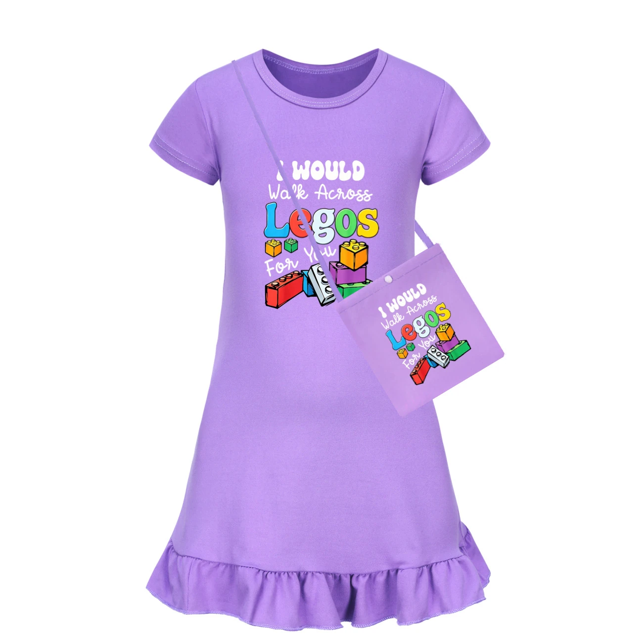 Ruffle-Hem Jersey Sleep Dress — 5817 Edition, Style 01 · with Bag · Purple