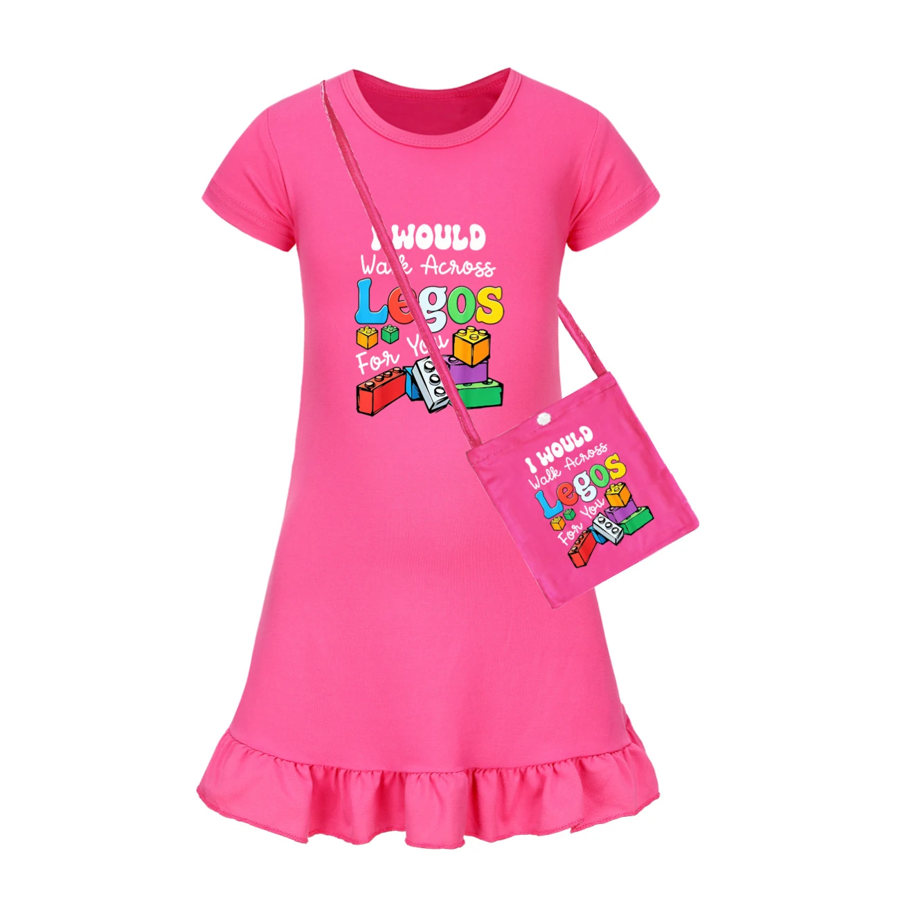 Ruffle-Hem Jersey Sleep Dress — 5817 Edition, Style 02 · with Bag · Rose