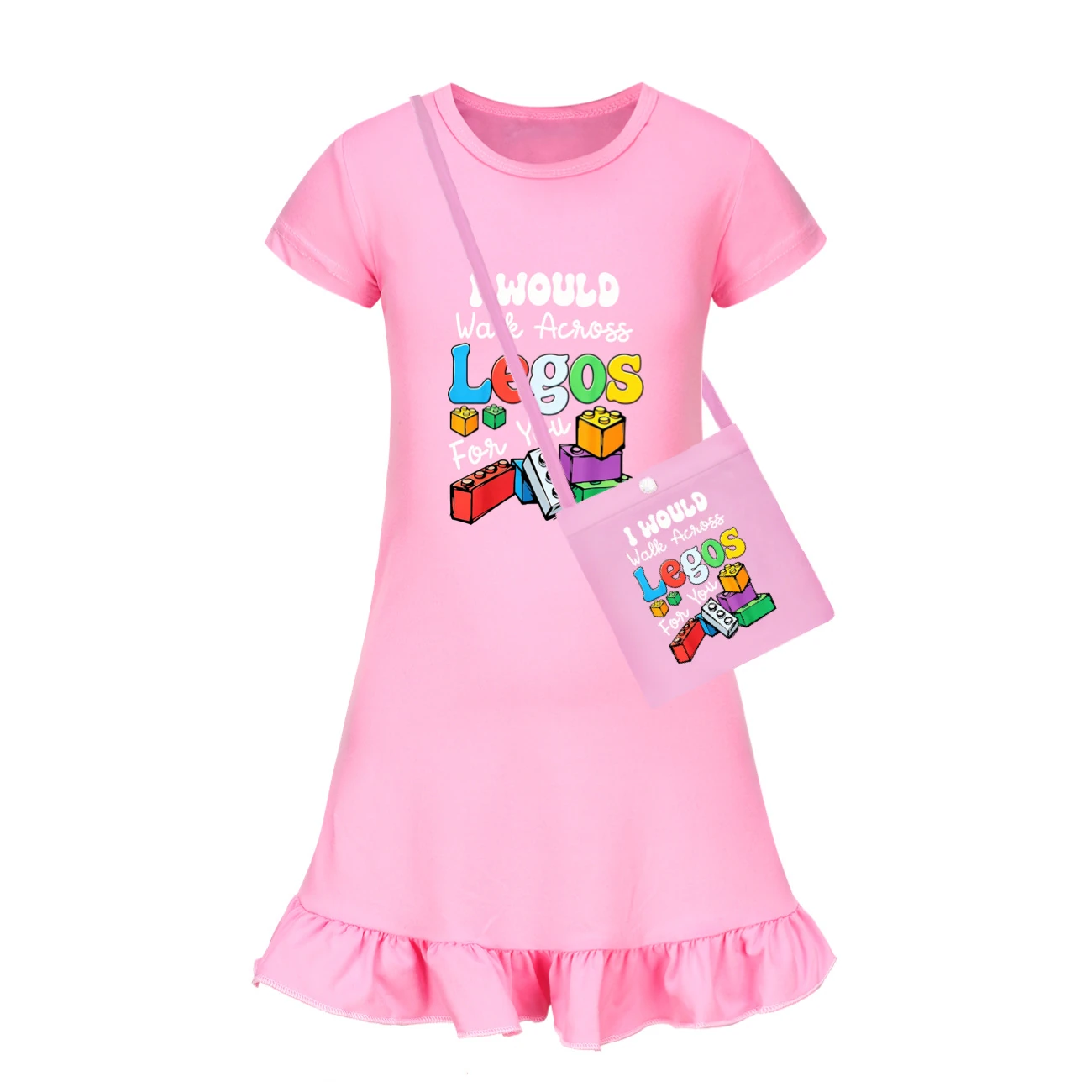Ruffle-Hem Jersey Sleep Dress — 5817 Edition, Style 03 · with Bag · Pink