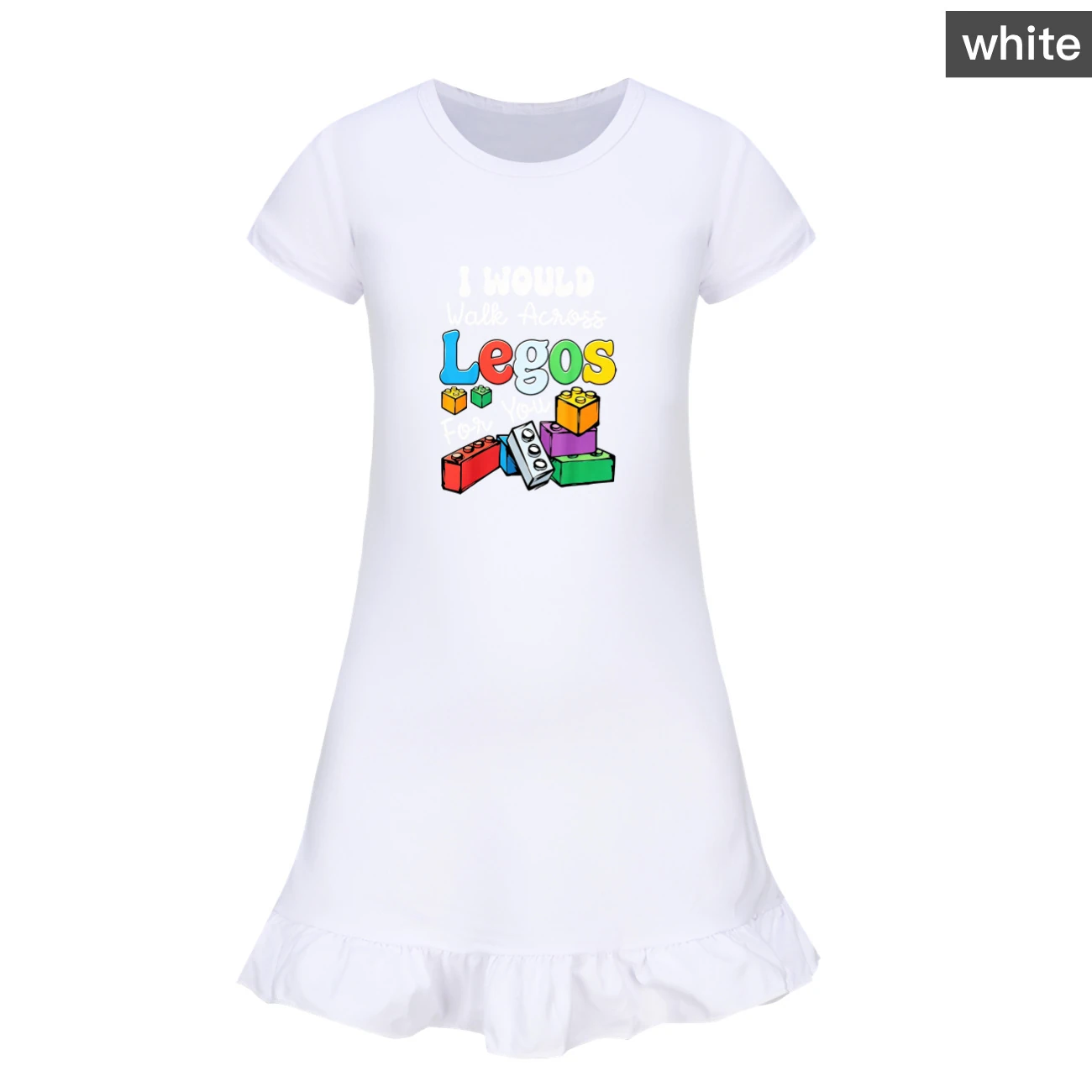Ruffle-Hem Jersey Sleep Dress — 5817 Edition, Style 04 · White