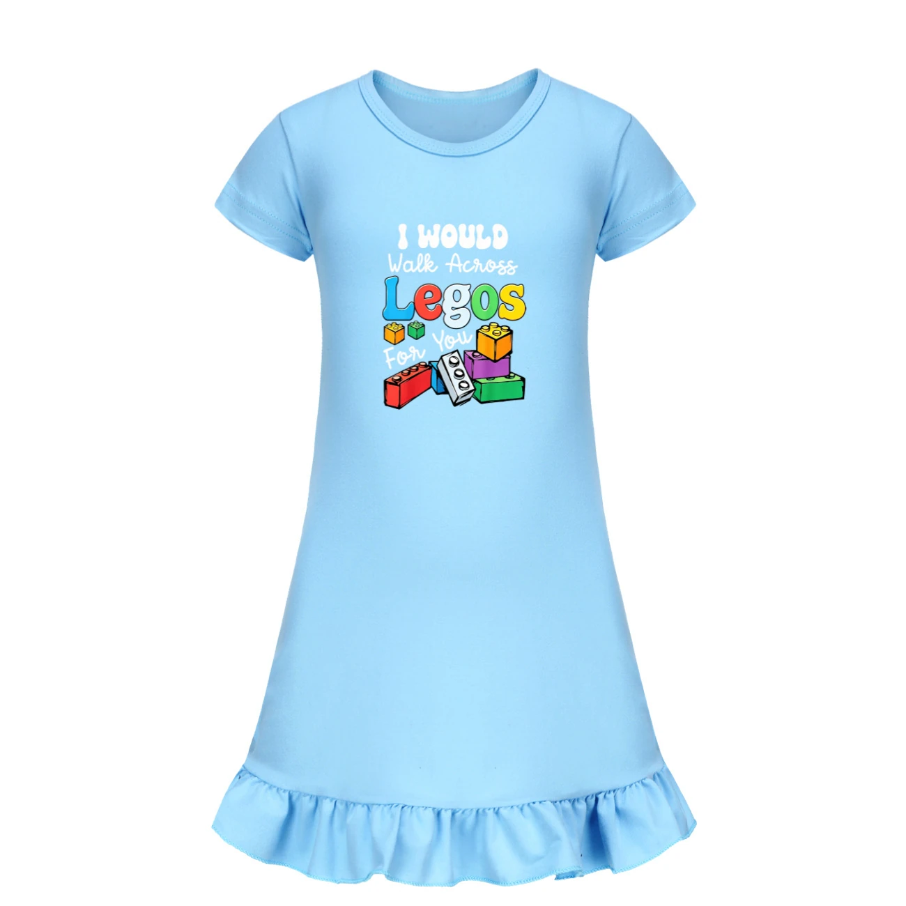 Ruffle-Hem Jersey Sleep Dress — 5817 Edition, Style 10 · Light Blue