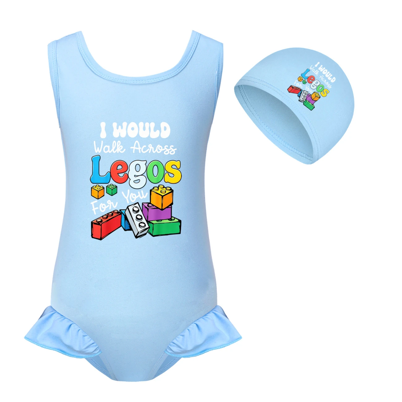 Girls’ One-Piece Swimsuit & Cap Set — 5817 Edition product view