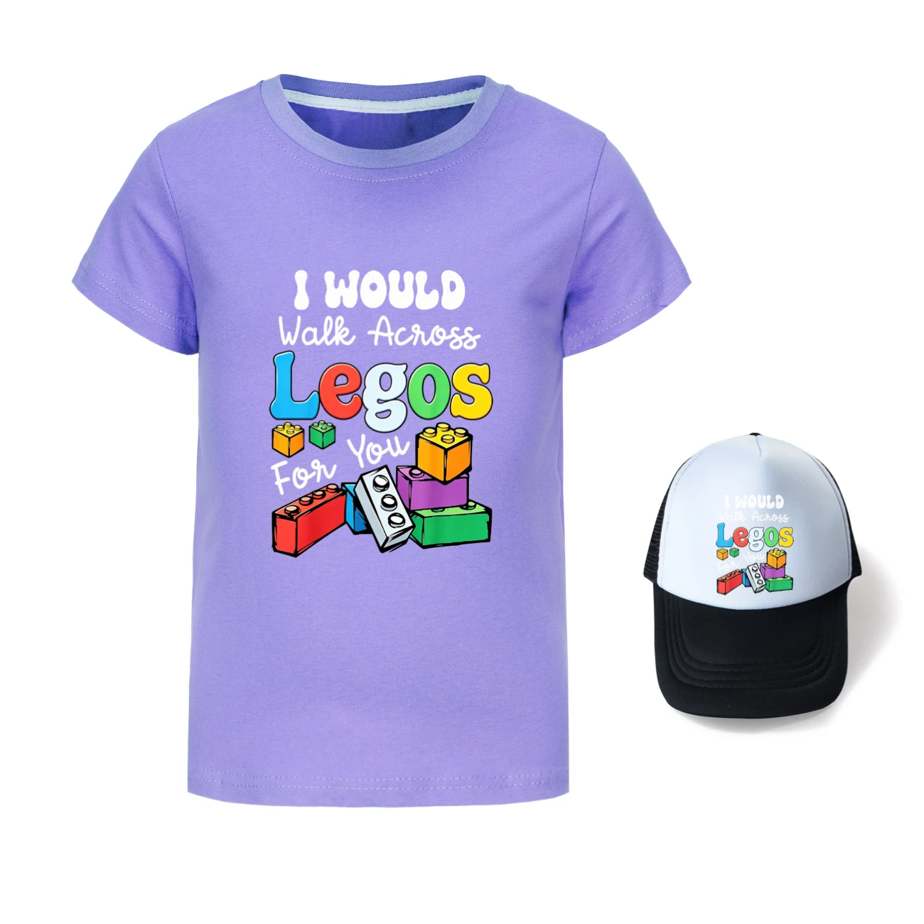 Graphic Tee & Sun Hat Set — 5817 Edition, Style 04 · Purple
