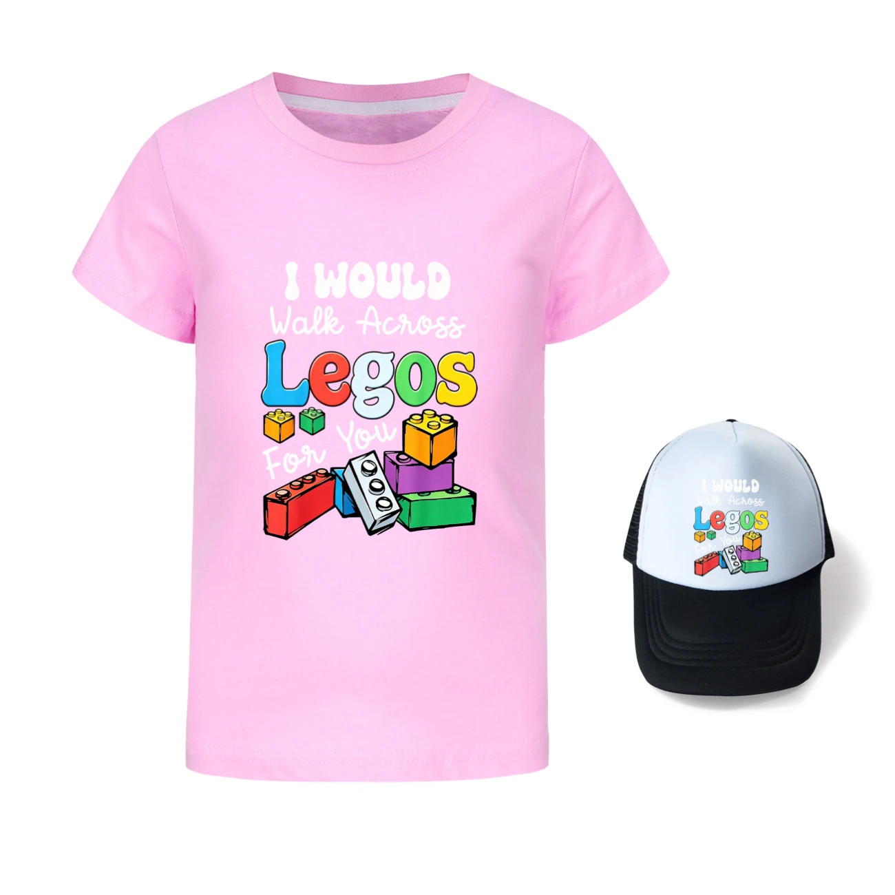 Graphic Tee & Sun Hat Set — 5817 Edition, Style 11 · Pink