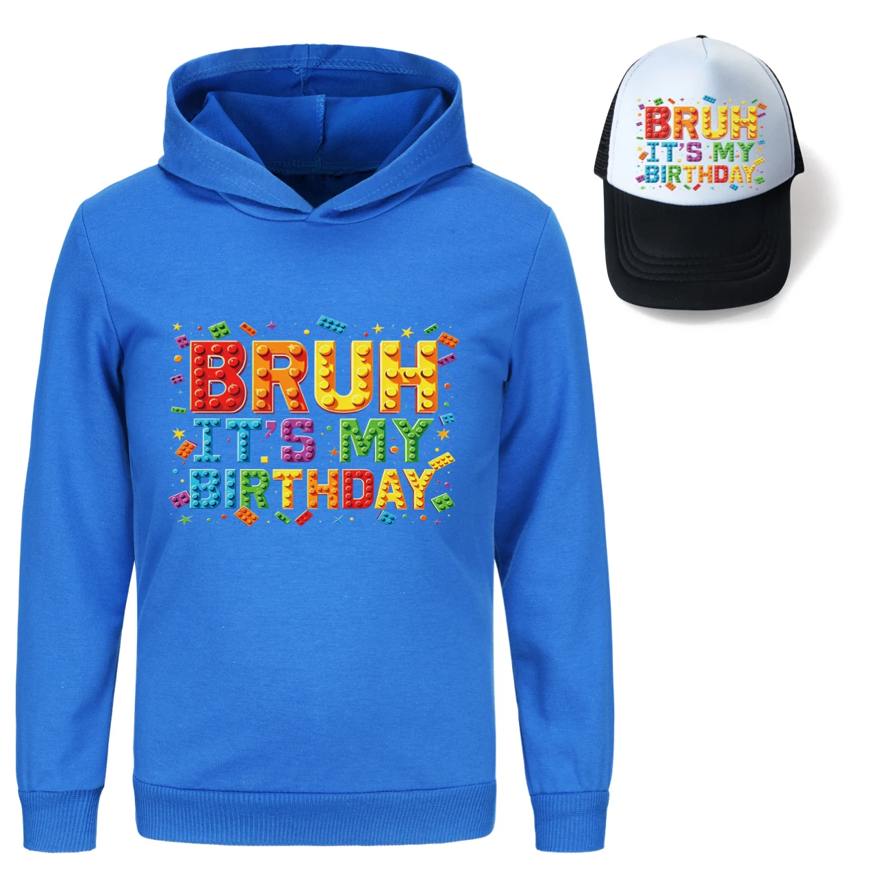 Graphic Hoodie & Sun Hat Set — 5818 Edition, Style 10 · Deep Blue