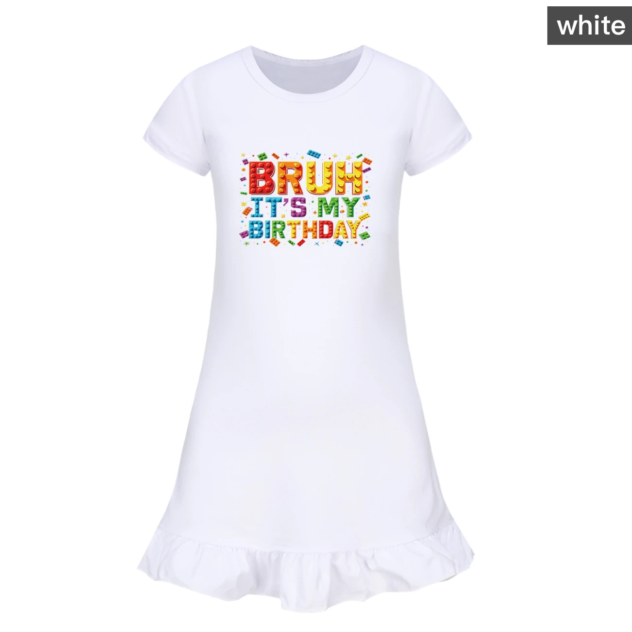 Ruffle-Hem Jersey Sleep Dress — 5818 Edition, Style 04 · White